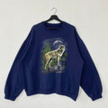 Vintage Timber Wolf Sweatshirt Wolf Crewneck Alaska National Park Sweater Pullover Eagle Deer Bear Wolf Howling Print Logo Blue XLarge Sweatshirt – Easygoing Wear · High-Quality Print