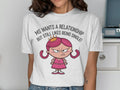Funny Single Lady T Shirt Ms Wants A Relationship But Still Likes Being Single Tee Cute Cartoon Graphic Shirt Gift Graphic Tee – Feel-Good Design · Great Gift For Fans