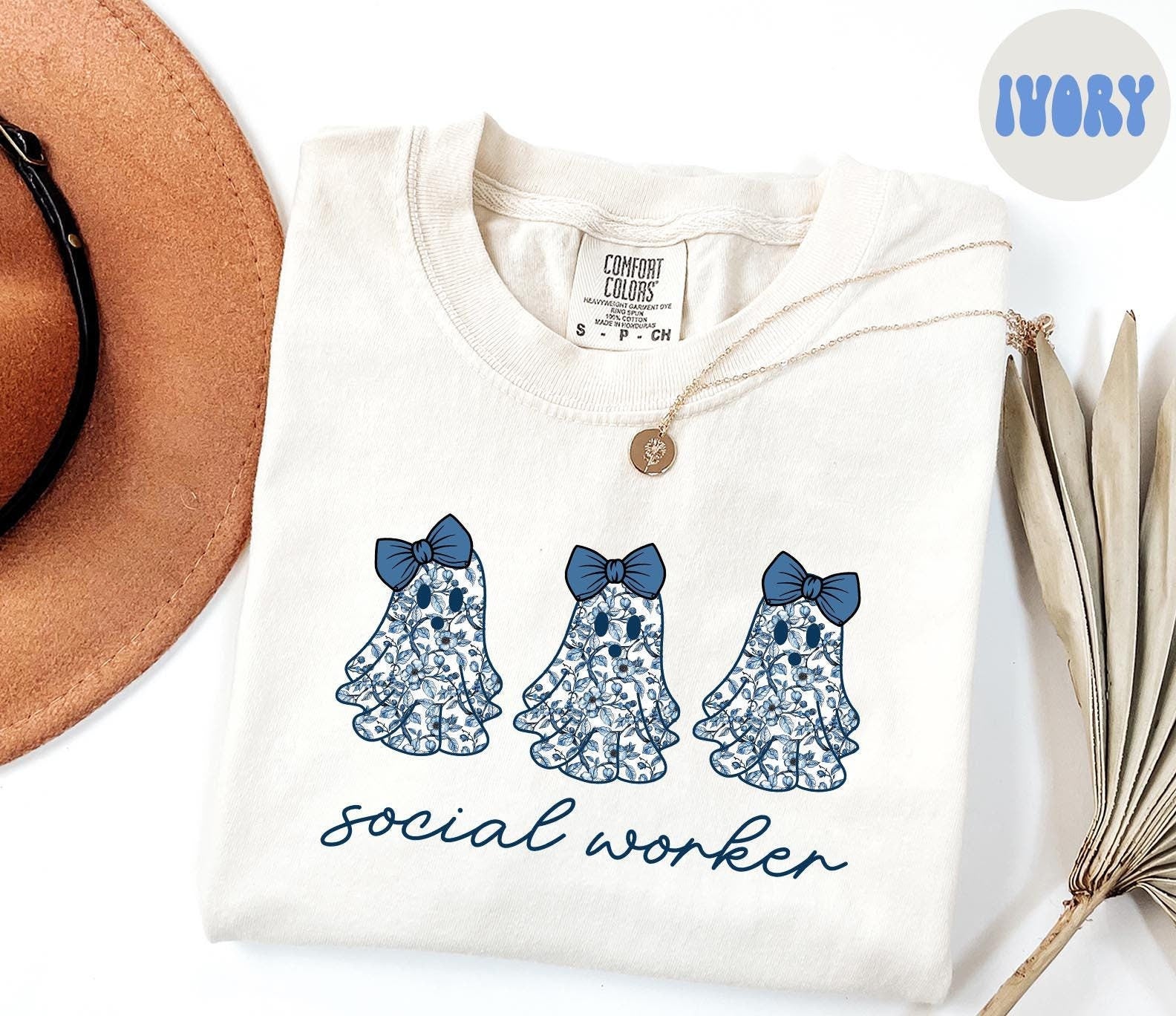 Social Worker French Blue Toile Halloween Ghosts Coquette Floral Shirt Gifts Comfort Colors Tshirt Crewneck Tee Crew Neck Women Graphic Tee – Premium Graphic · Trending Graphic Apparel