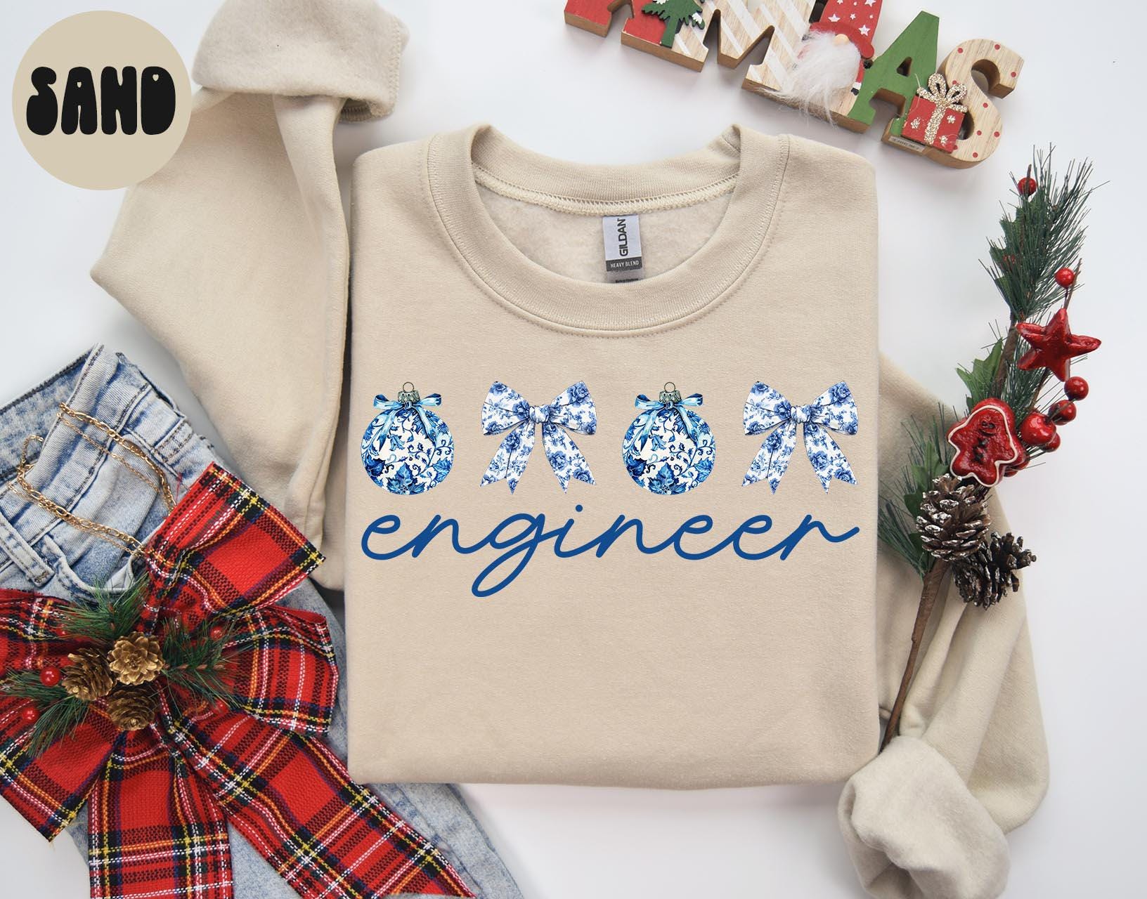 Engineer Christmas Sweatshirt Engineering Sweatshirt Gifts for Women Jumper Shirt Crewneck Long Sleeve Cozy Sweatshirt – Aesthetic Look · Top Pick For Any Outfit