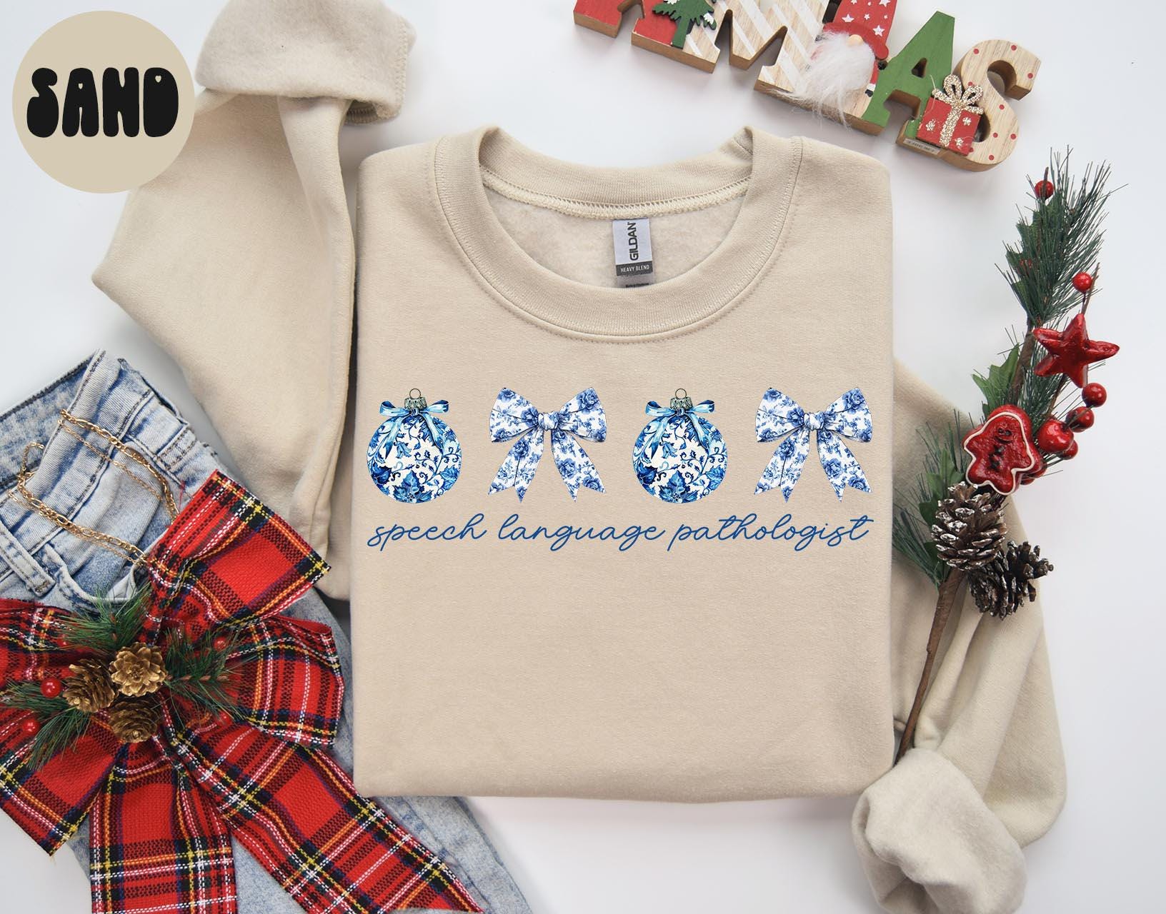 Speech Language Pathologist Christmas Sweatshirt SLP Sweatshirt Gifts for Women Jumper Shirt Crewneck Long Sleeve Cozy Sweatshirt – Warm & Stylish · Trending Graphic Apparel