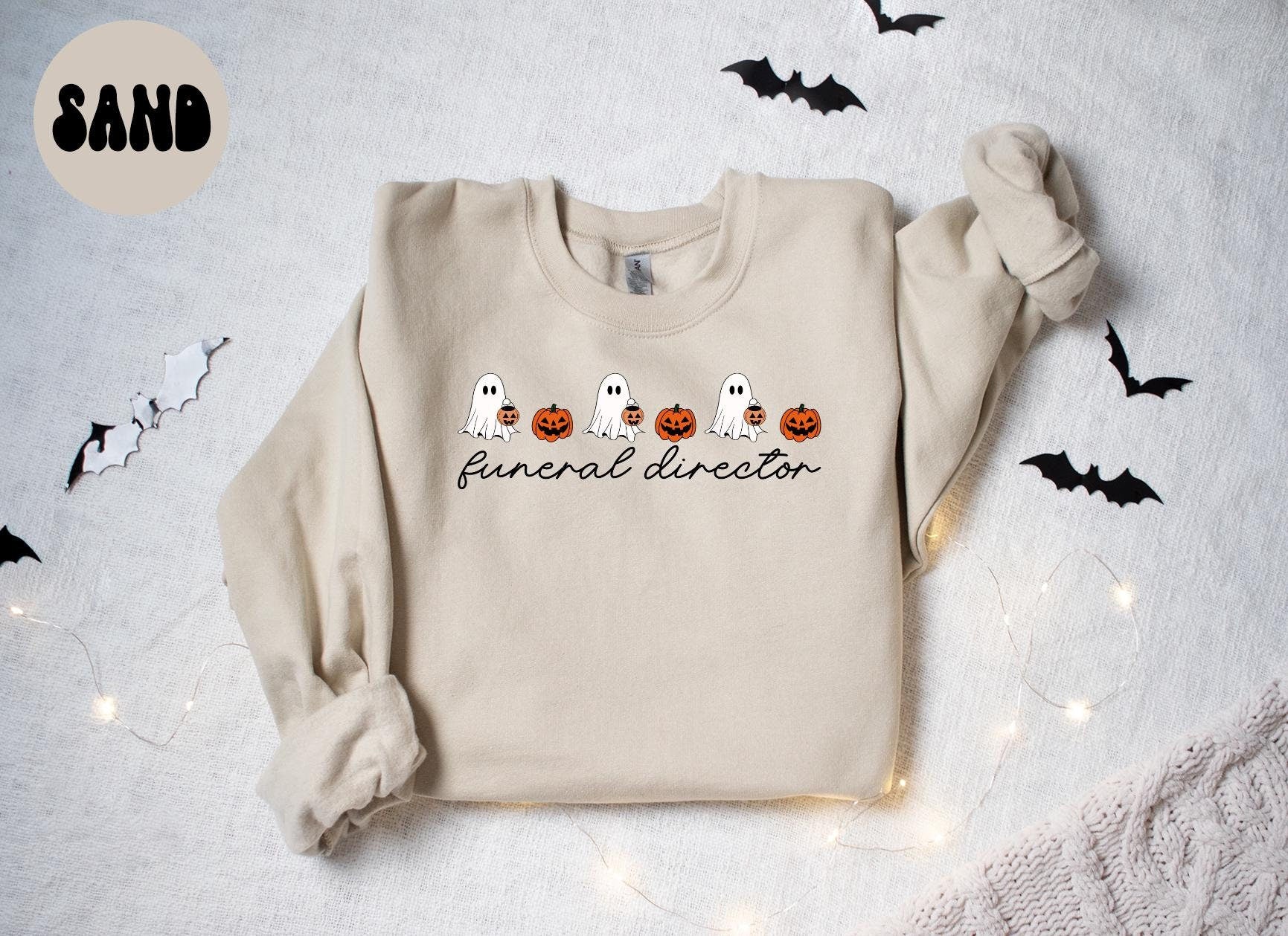 Funeral Director Halloween Ghost Pumpkin Sweatshirt Gifts for Her Funny Sweater Shirt Cozy Comfy Unique Sweatshirt – Cozy Vibes · Trending Graphic Apparel