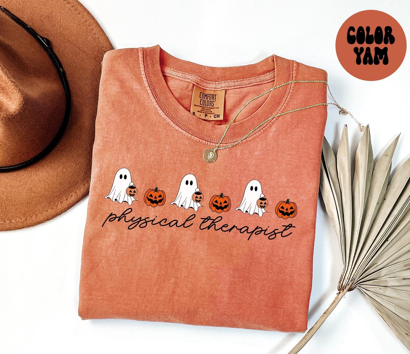 Physical Therapist PT Halloween Ghost Pumpkin Shirt Gifts Comfort Colors Tshirt Crewneck Tee Crew Neck Men Women Graphic Tee – Warm & Stylish · Top Pick For Any Outfit