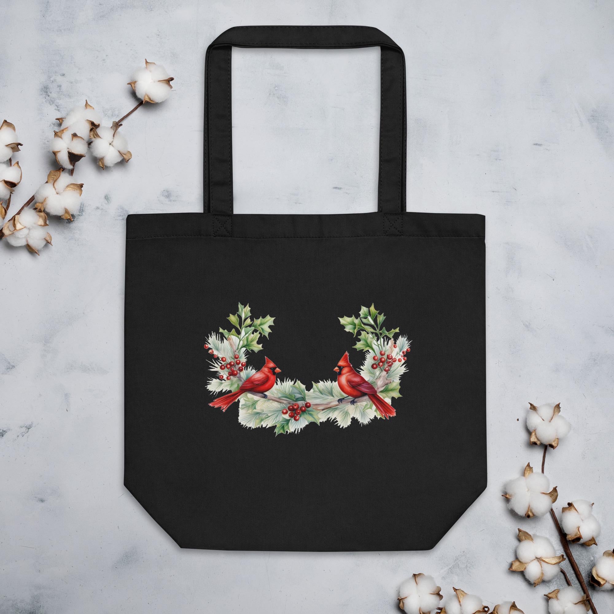 Beautiful Double Cardinal Christmas Pine Branch Eco Tote Bag Tote Bag – Warm & Stylish · Must-Have Style