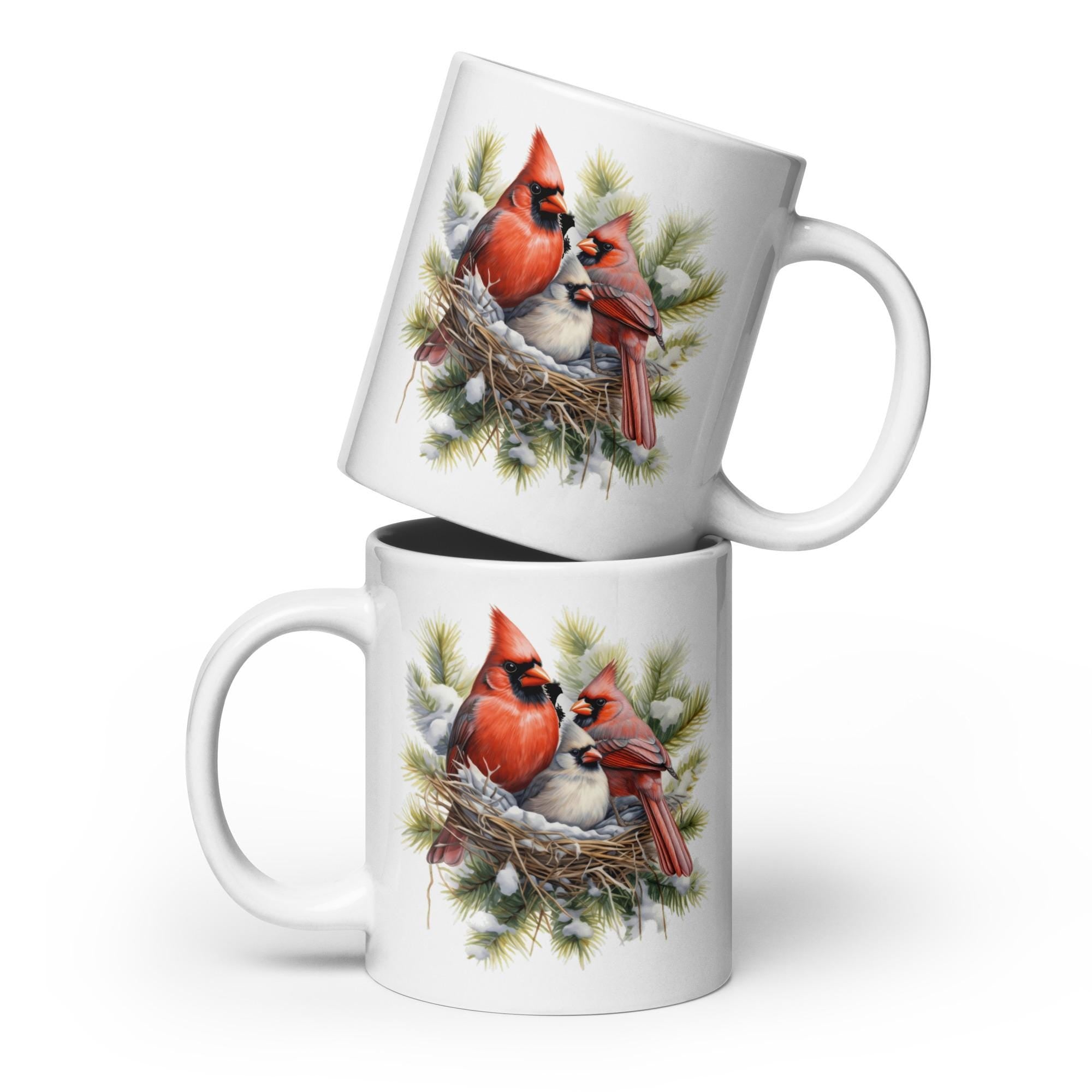 Beautiful Cardinal Family Holiday Pine Branch Snow White glossy mug Graphic Tee – Warm & Stylish · Top Pick For Any Outfit