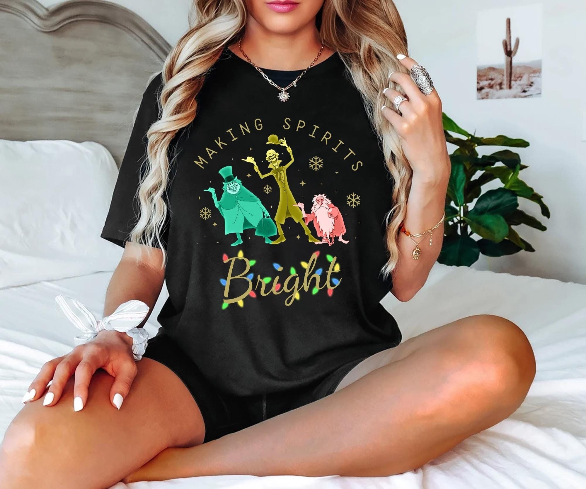 Disney Christmas Hitchhiking Ghosts Shirt For Holiday Season Christmas Tshirt Making Spirits Bright Christmas T shirt Gift For Disney Lover Graphic Tee – Soft Feel · Great Gift For Fans