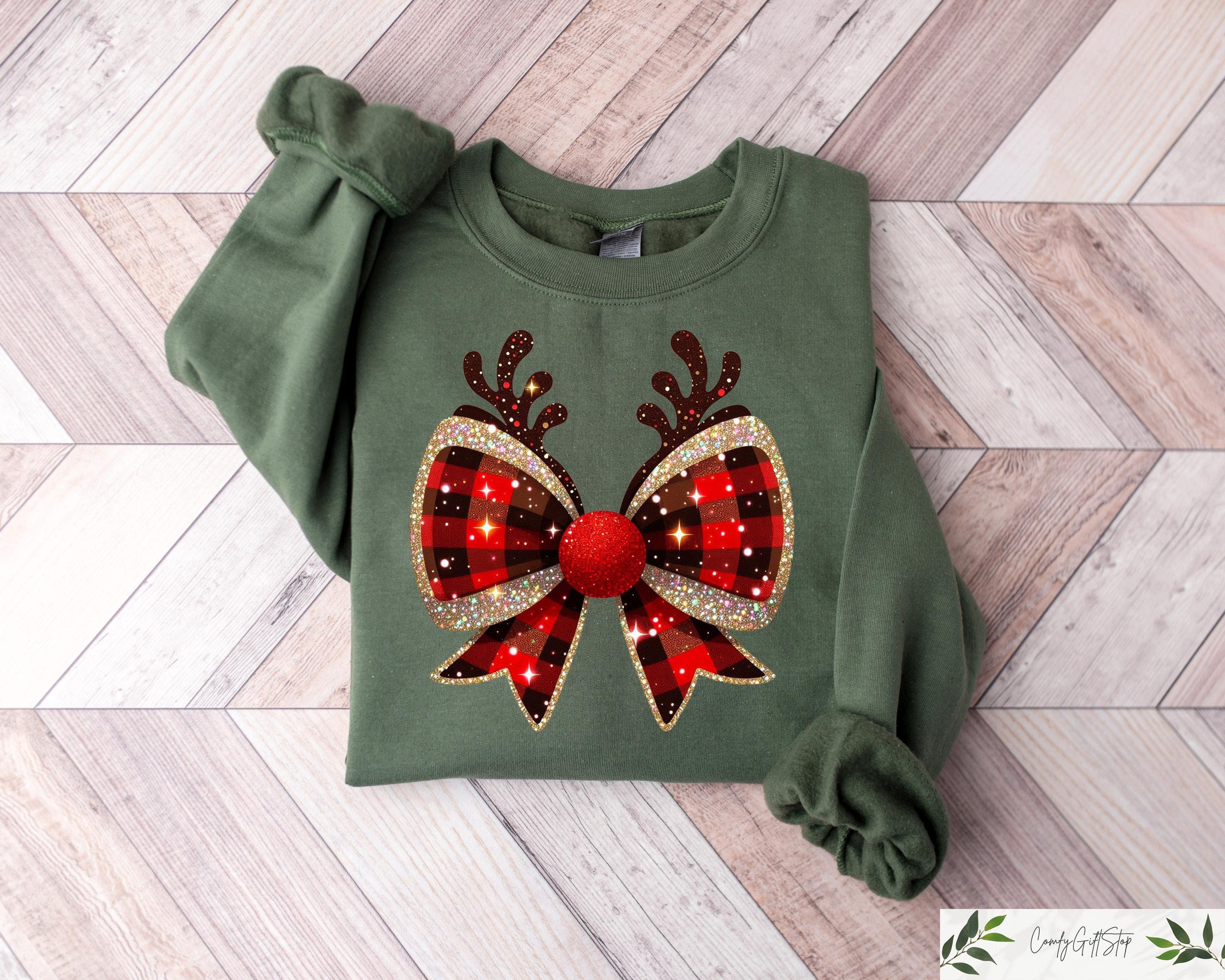 Christmas Reindeer Coquette Bow Sweatshirt Christmas Retro Sweater Cute Christmas Reindeer Tshirt Christmas Gift Womens Christmas Shirts Sweatshirt – Warm & Stylish · Top Pick For Any Outfit