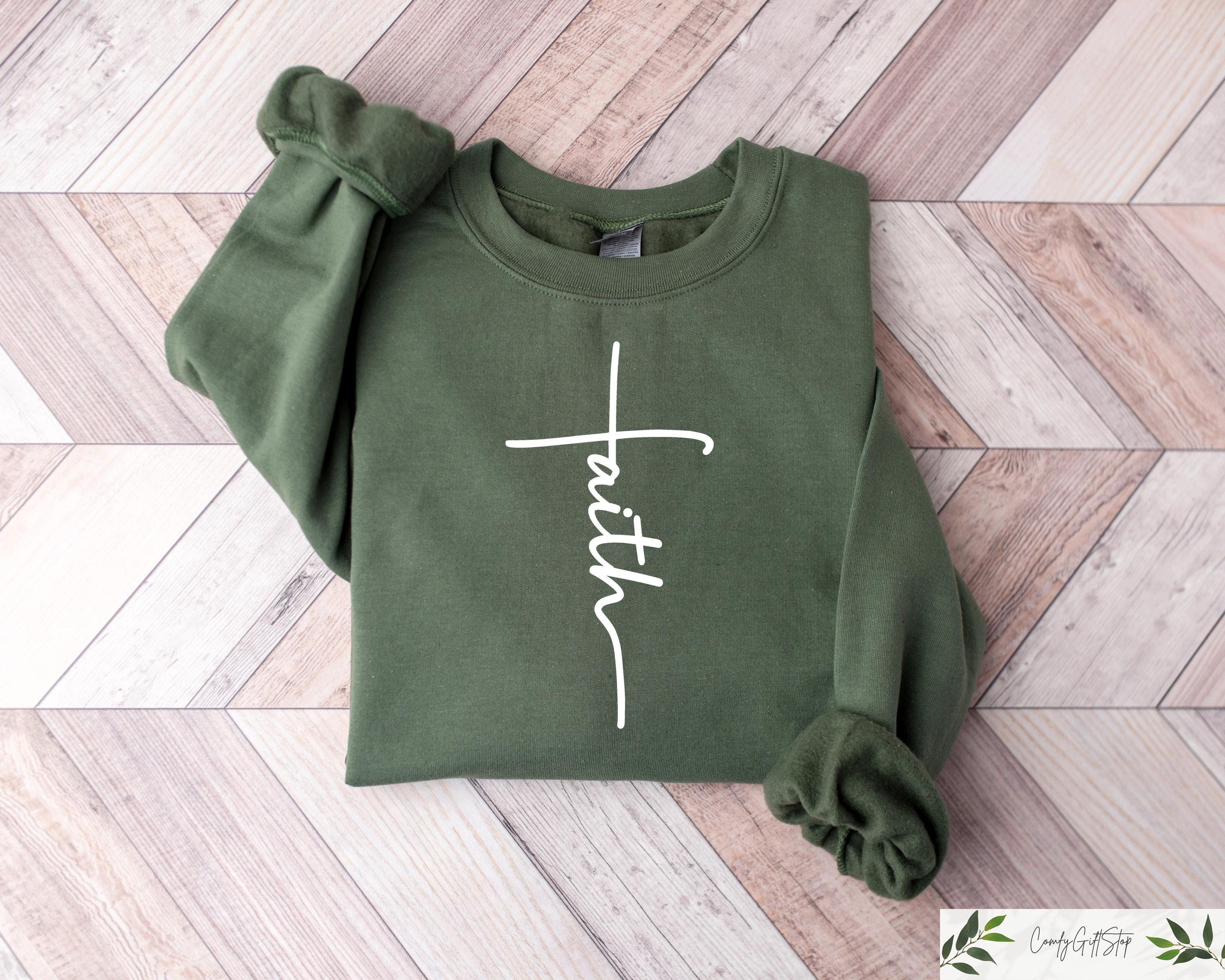 Faith Sweatshirt Faith Cross Shirt Christian Gift Christian Clothing Christian Shirt Church Group Shirts Believe Christian Hoodie Hoodie – Soft Feel · Perfect For Daily Wear
