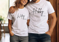 Personalized Hubby Wifey Shirts Custom Honeymoon Just Married Engagement Wedding Gift Matching Husband and Wife Couple Shirts Graphic Tee – Soft Feel · Perfect For Daily Wear