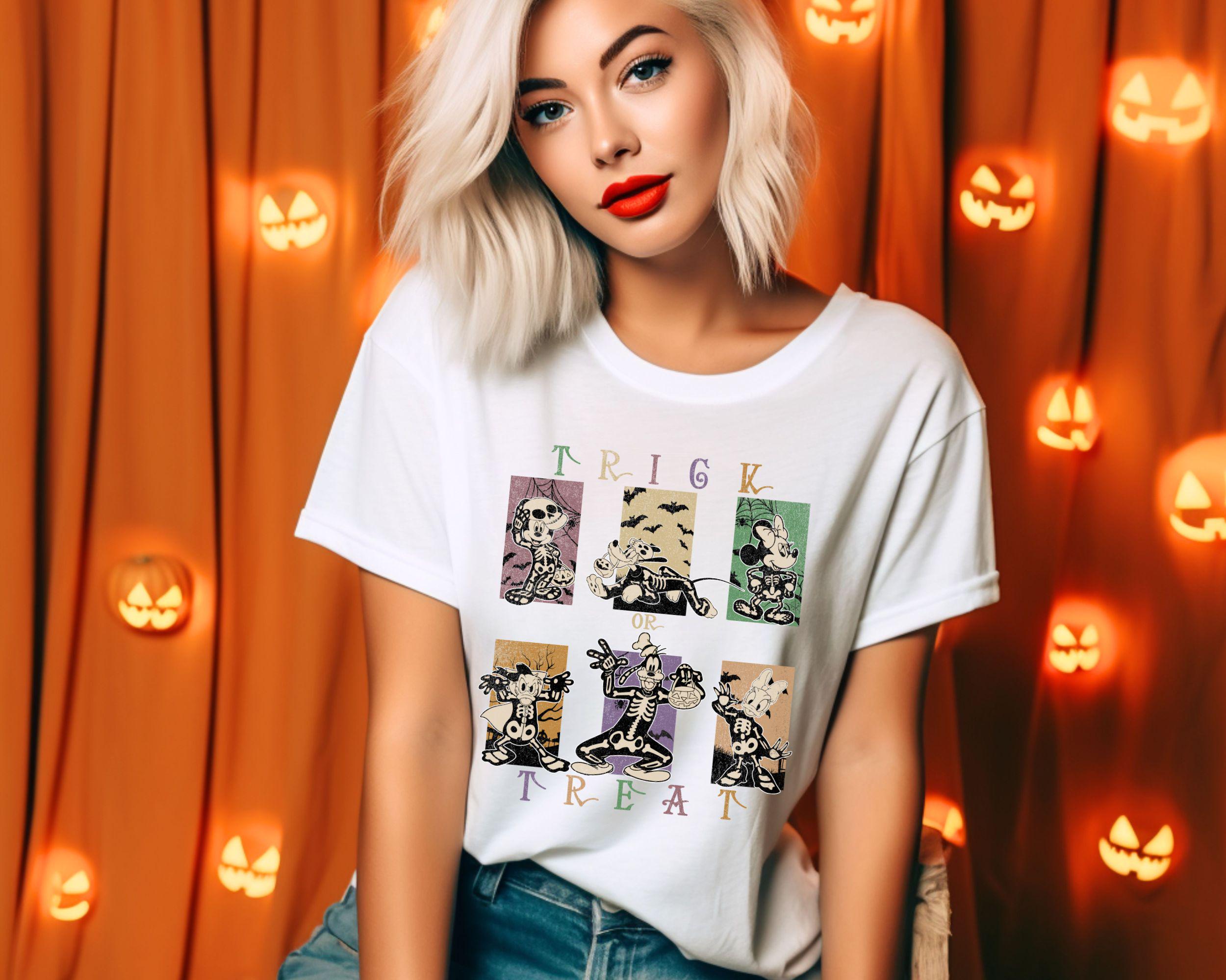Retro Disney Mickey Halloween Trick Or Treat Shirt Vintage Disney Mickey Halloween Shirt Mickey Not So Scary Shirt Halloween Disney Shirt Graphic Tee – Soft Feel · Perfect For Daily Wear