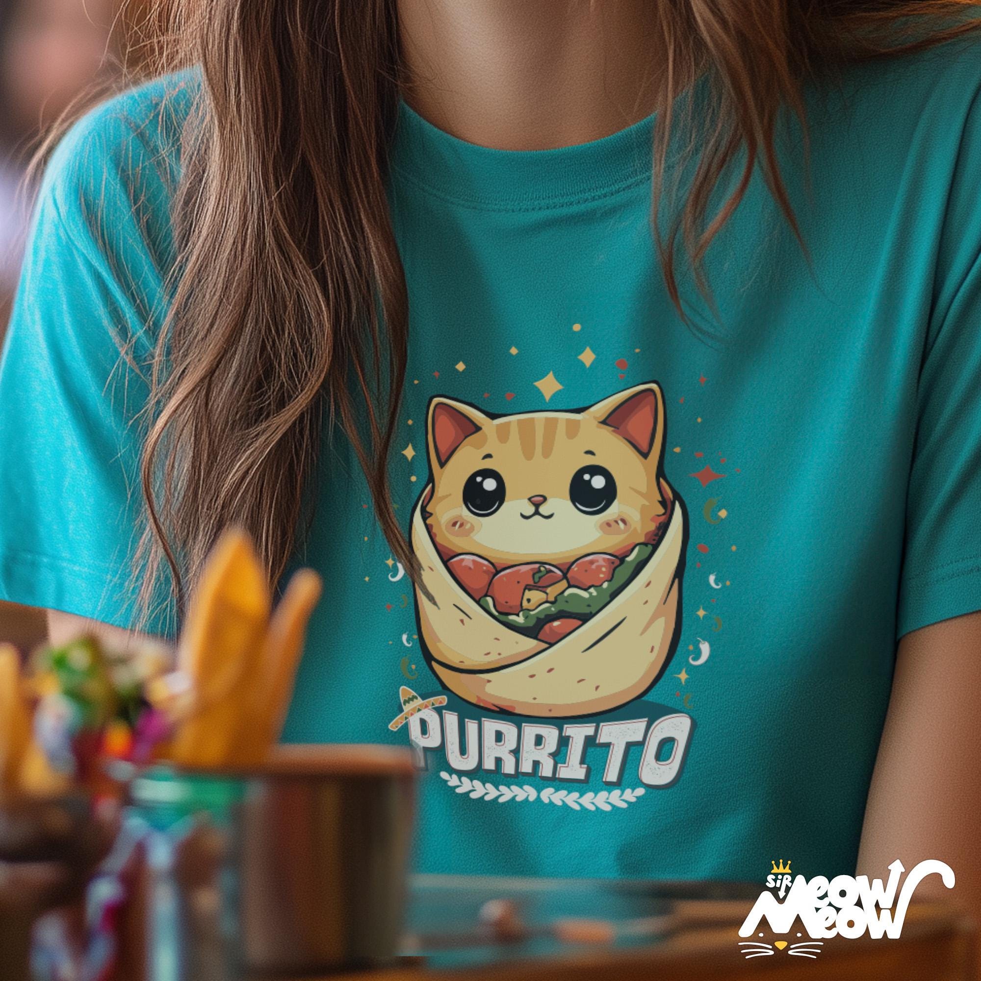 Purrito Cat T Shirt Funny Burrito Cat Graphic Tee Cute Cat Lover Gift Graphic Tee – Cozy Vibes · Perfect For Daily Wear