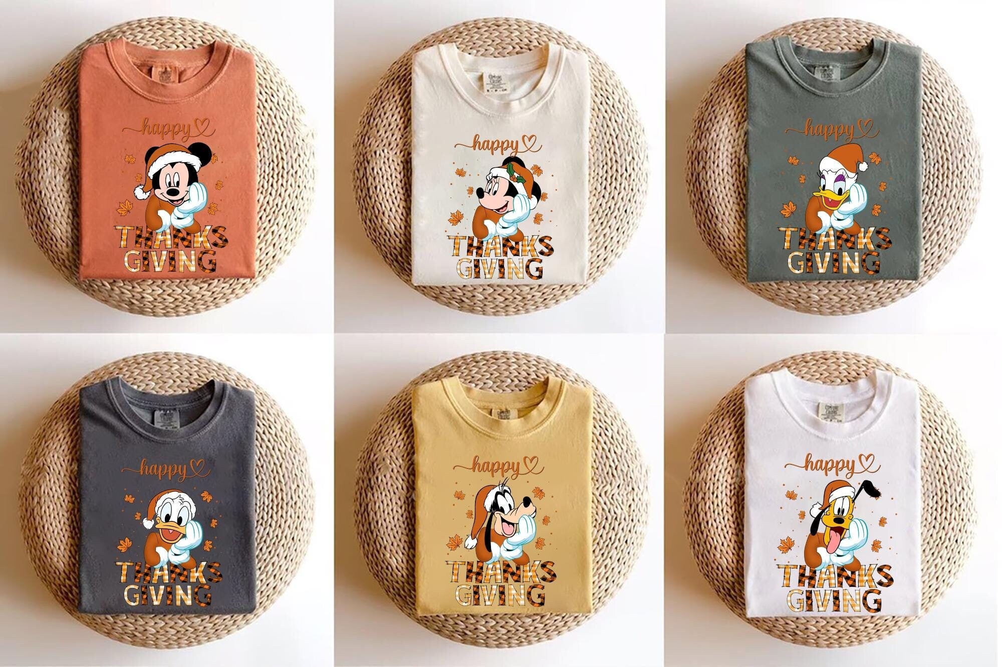 Disney Mickey And Friends Happy Thanksgiving ShirtsComfort Color and Bella Canvas shirtThanksgiving Fall TripFamily Thanksgiving Matching Graphic Tee – Premium Graphic · High-Quality Print