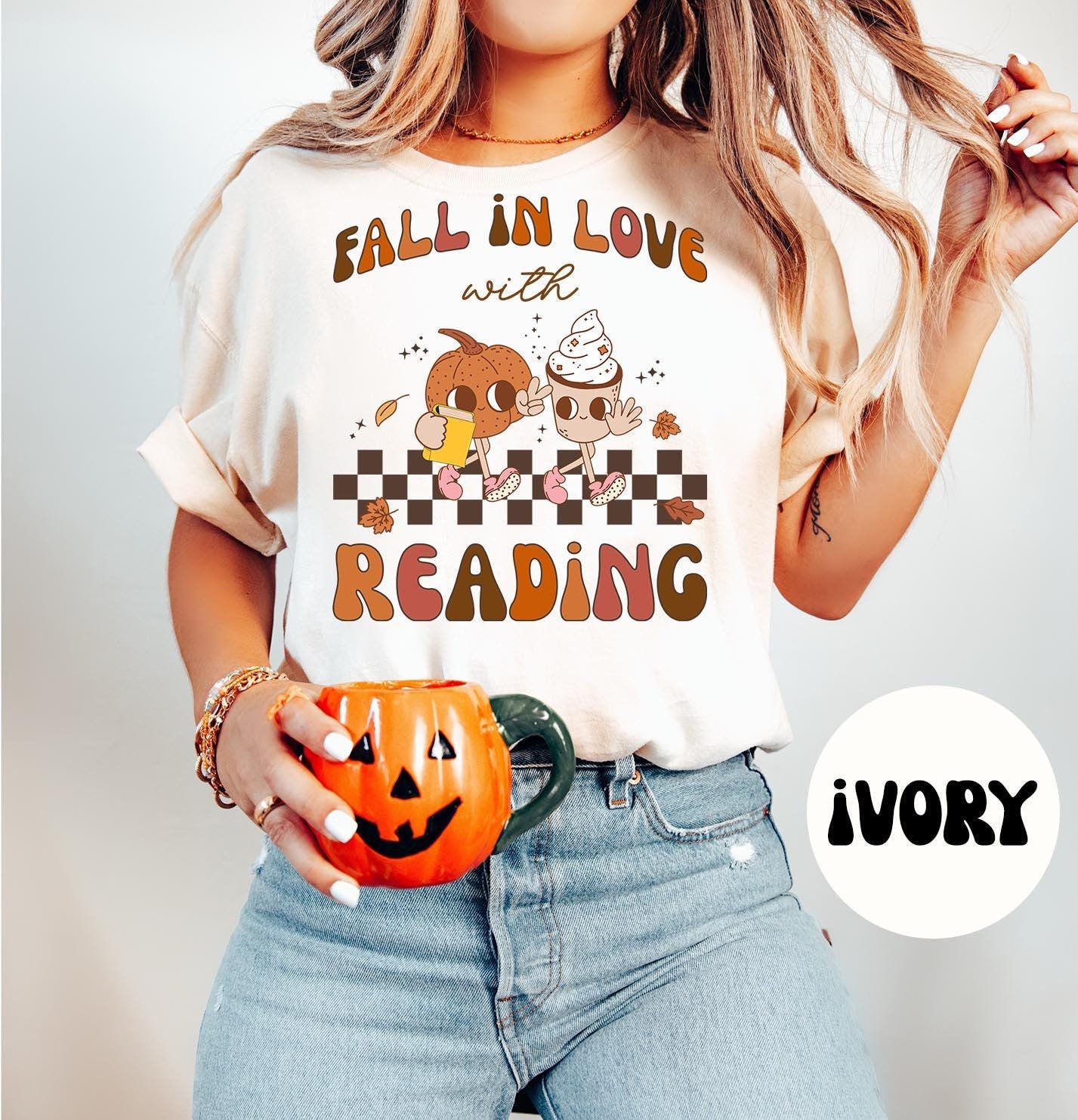 Book Lover Reading Groovy Pumpkin Retro Shirt Gifts Fall Shirt Comfort Colors Autumn Tshirt Crewneck Tee Crew Neck Men Women Graphic Tee – Aesthetic Look · Trending Graphic Apparel