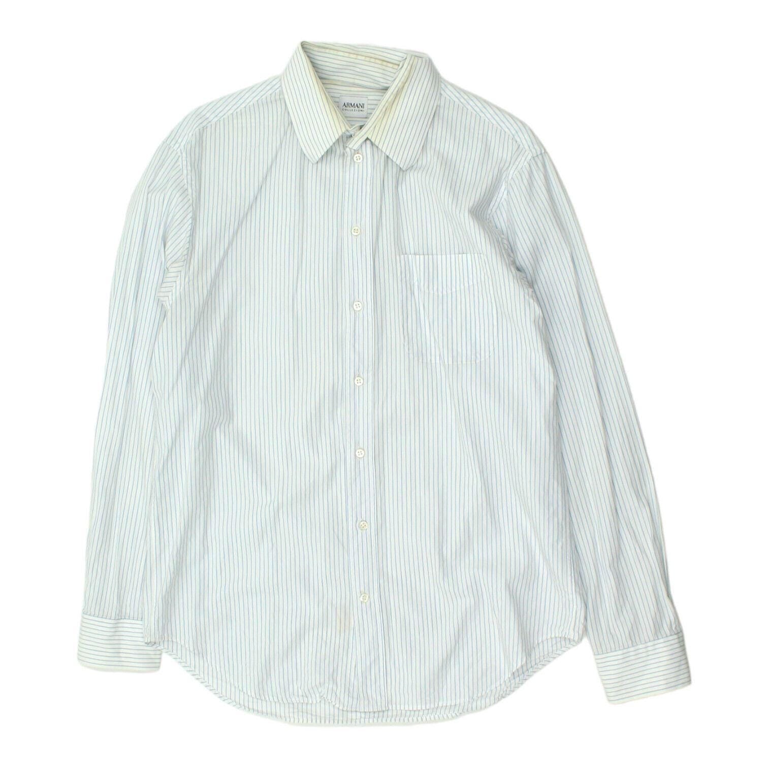 Armani Collezioni Mens Blue Pin Stripe Shirt Vintage High End Designer Formal Graphic Tee – Fan Favorite · Top Pick For Any Outfit