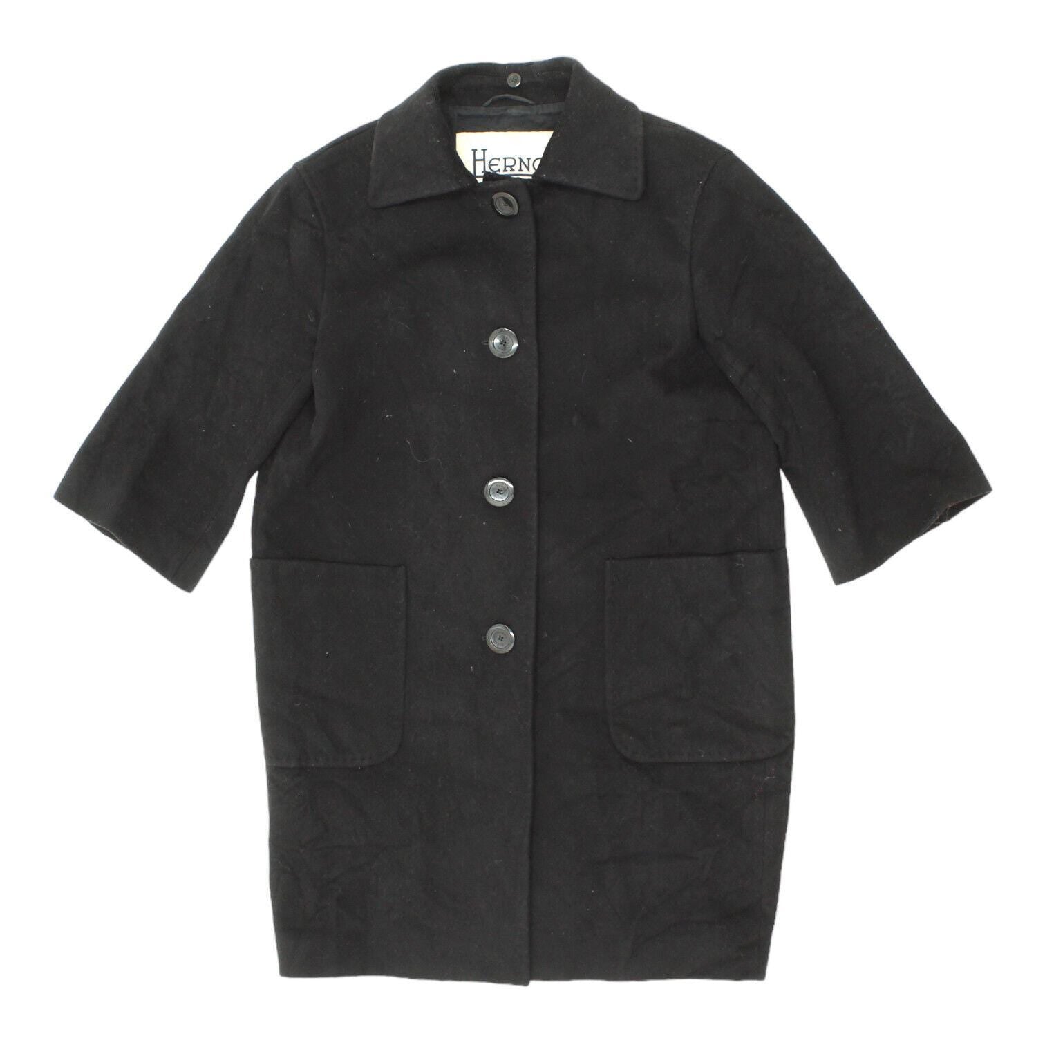 Herno Womens Black Short Sleeve Button Up Overcoat Vintage High End Designer Graphic Tee – Premium Graphic · High-Quality Print