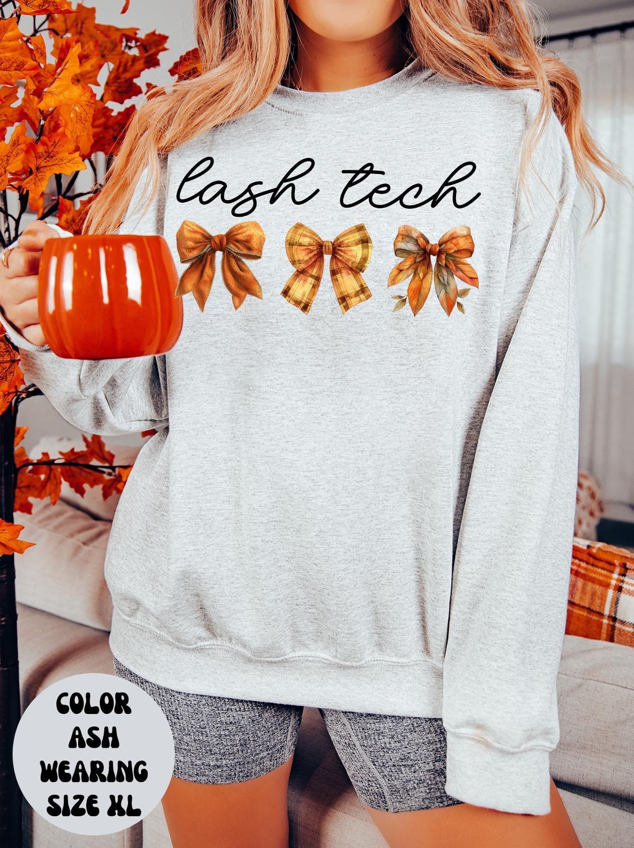 Fall Lash Tech Sweatshirt Gifts for Her Autumn Crewneck Bows Coquette Sweatshirt Funny Sweater Shirt Cozy Comfy Unique Sweatshirt – Easygoing Wear · Must-Have Style