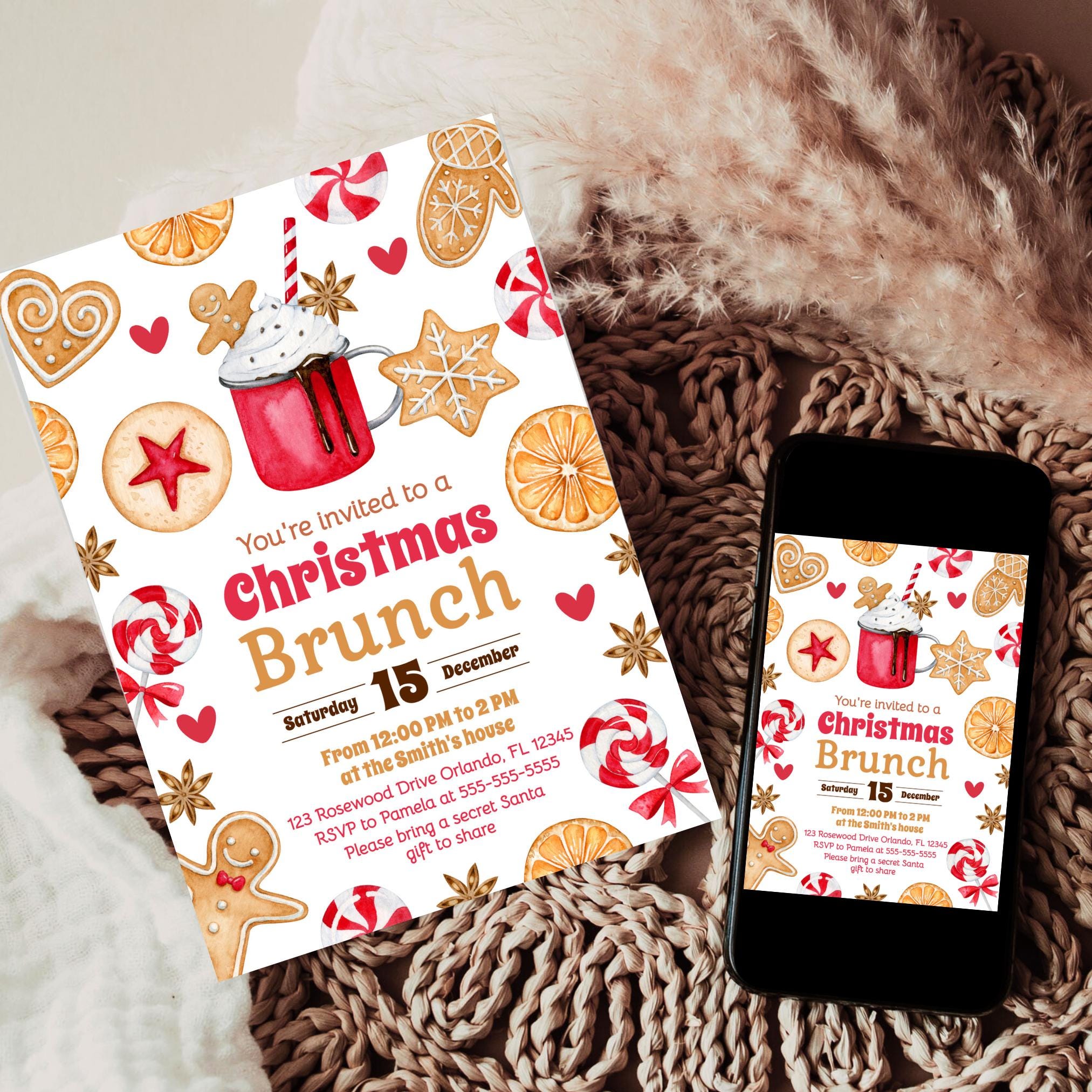 Editable Christmas Brunch Invitation Holiday Party Invite Christmas Invitation Christmas Breakfast Invite Christmas Party Christmas Lunch Graphic Tee – Feel-Good Design · High-Quality Print
