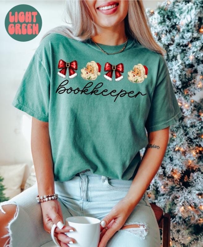 BOOKKEEPER Christmas Coquette Shirt Christmas Gifts Comfort Colors Funny Tshirt Crewneck Tee Women Graphic Tee – Warm & Stylish · Perfect For Daily Wear