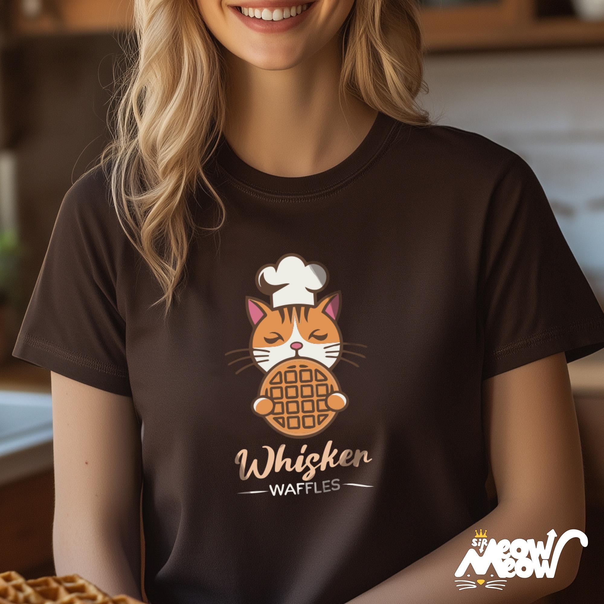 Whisker Waffles Cat Unisex T Shirt Cute Cat Chef Waffle Tee Fun Breakfast Foodie Gift Graphic Tee – Fan Favorite · High-Quality Print