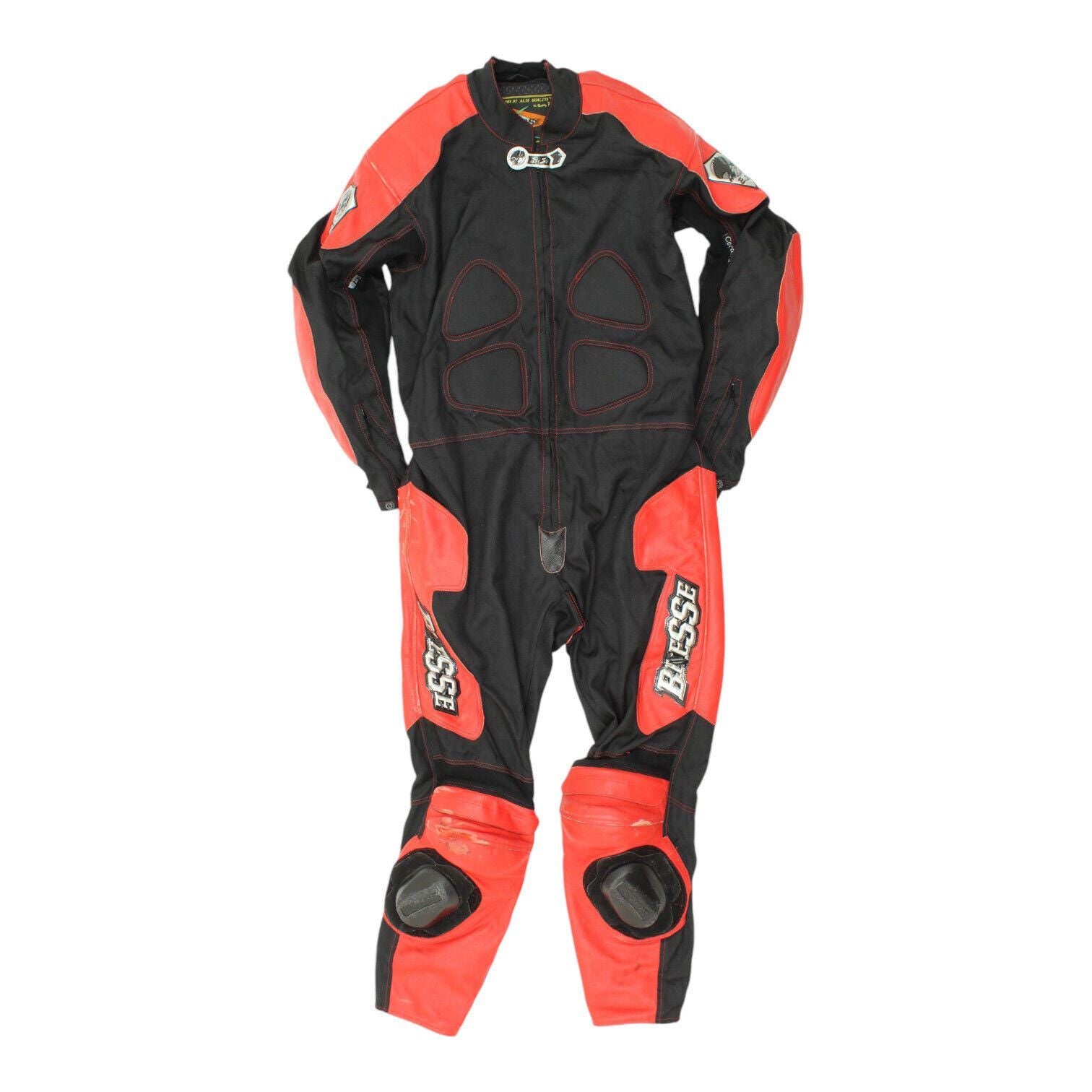 Biesse Mens Black Red Motorcycle Suit Vintage 1 Piece Protective Biker Gear Graphic Tee – Soft Feel · High-Quality Print