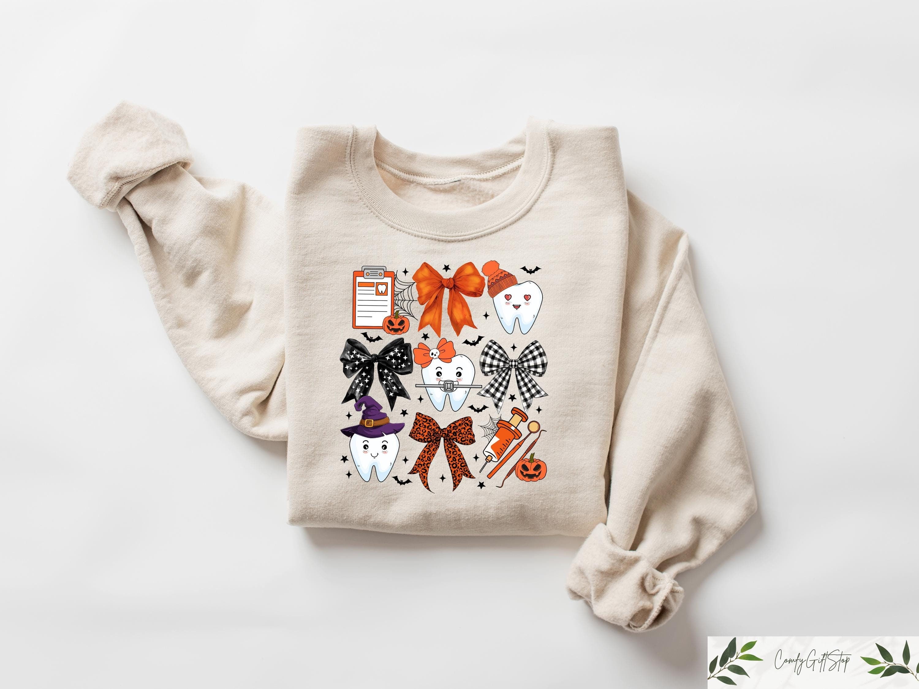 Coquette Halloween Dentist Sweatshirt Dental Halloween Shirt Matching Halloween Dental Tee Funny Halloween Gift Spooky Dental Office Tee Sweatshirt – Premium Graphic · Must-Have Style