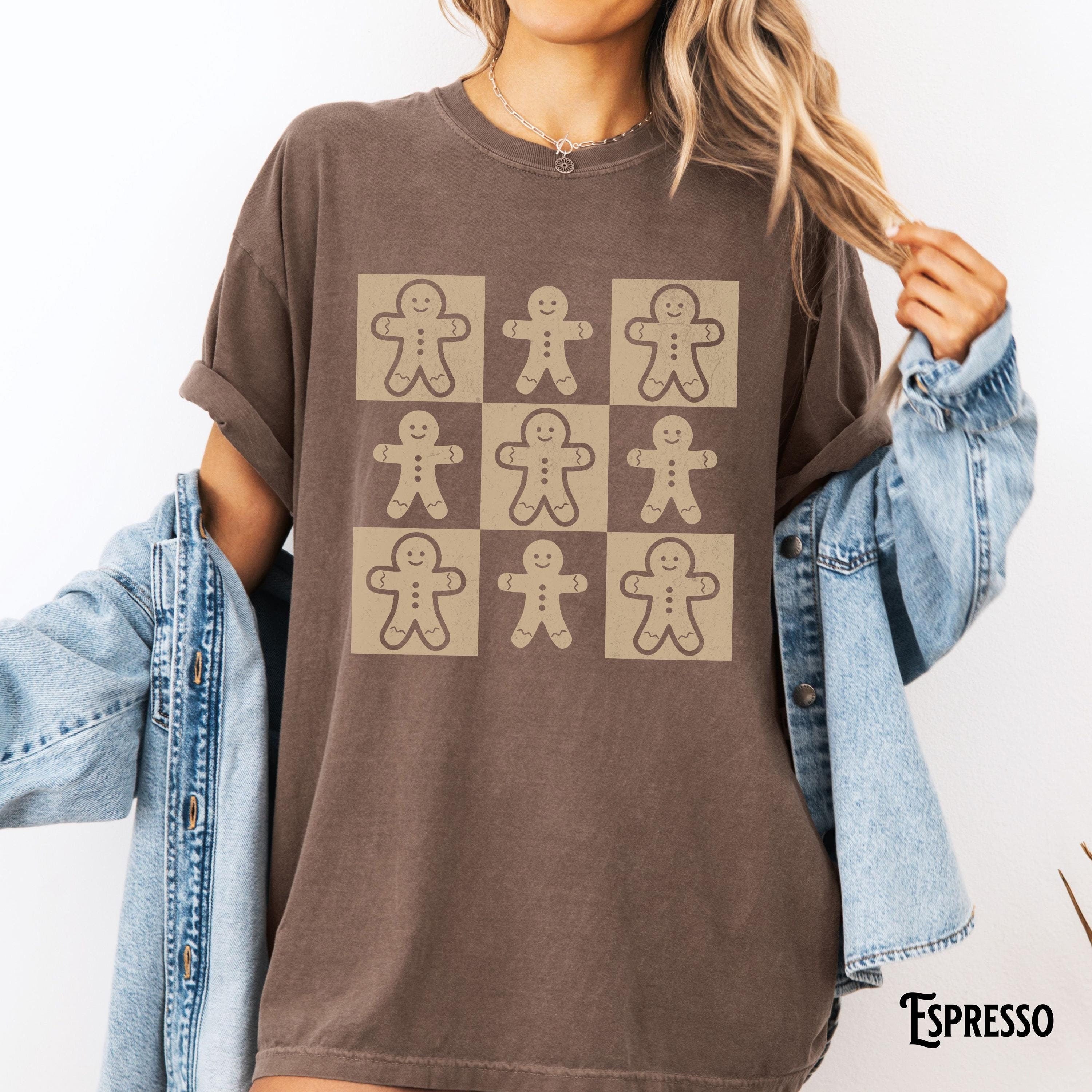Gingerbread Man Woman Checkered Shirt Boho Christmas Vintage Checker Board Trendy Aesthetic Holiday Tee Graphic Tee – Cozy Vibes · Top Pick For Any Outfit