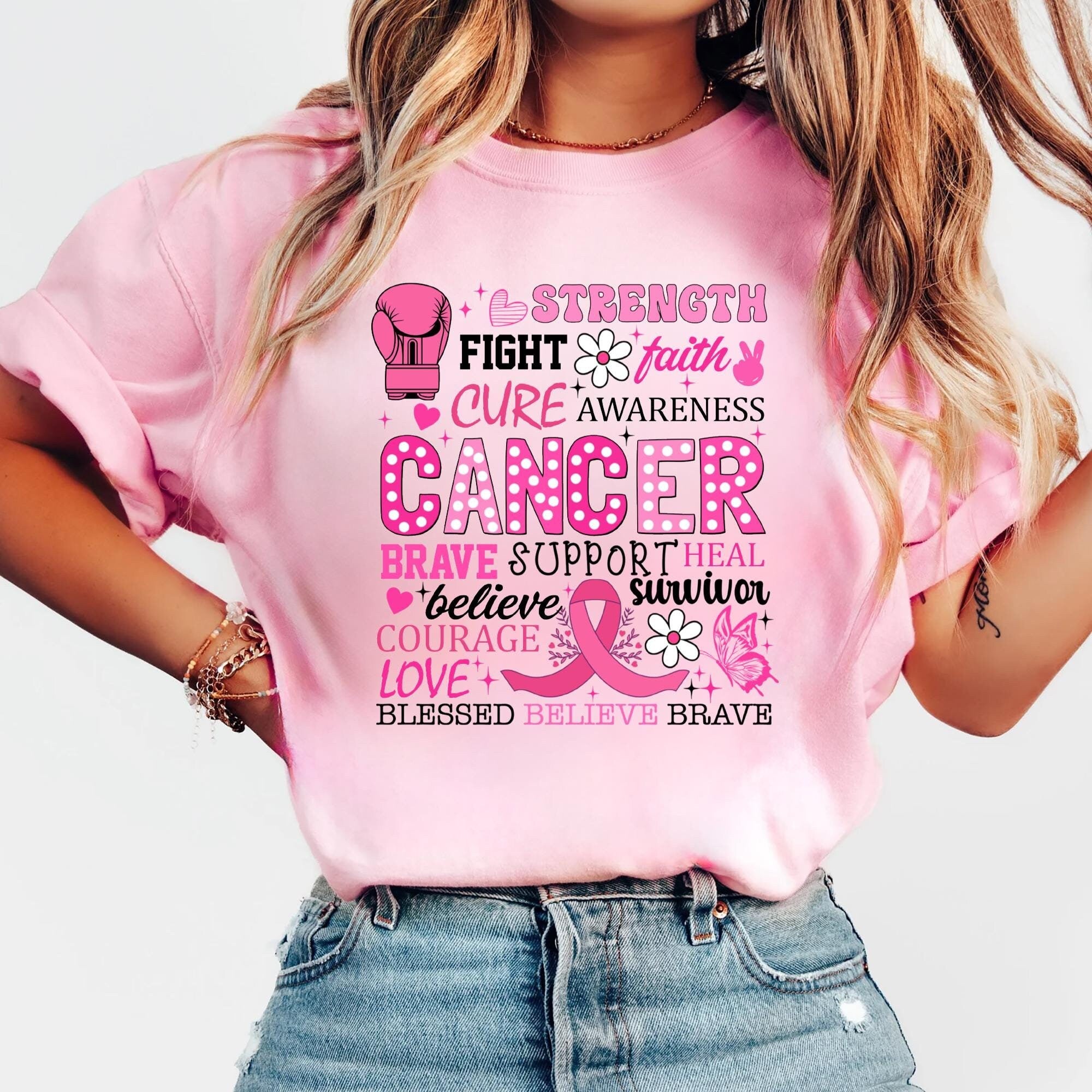 Breast Cancer Shirt Support The Fighters Shirt Admire The Survivors Shirt Honor The Taken Pink Ribbon Shirt Breast Cancer Awareness Graphic Tee – Bold Style · Must-Have Style