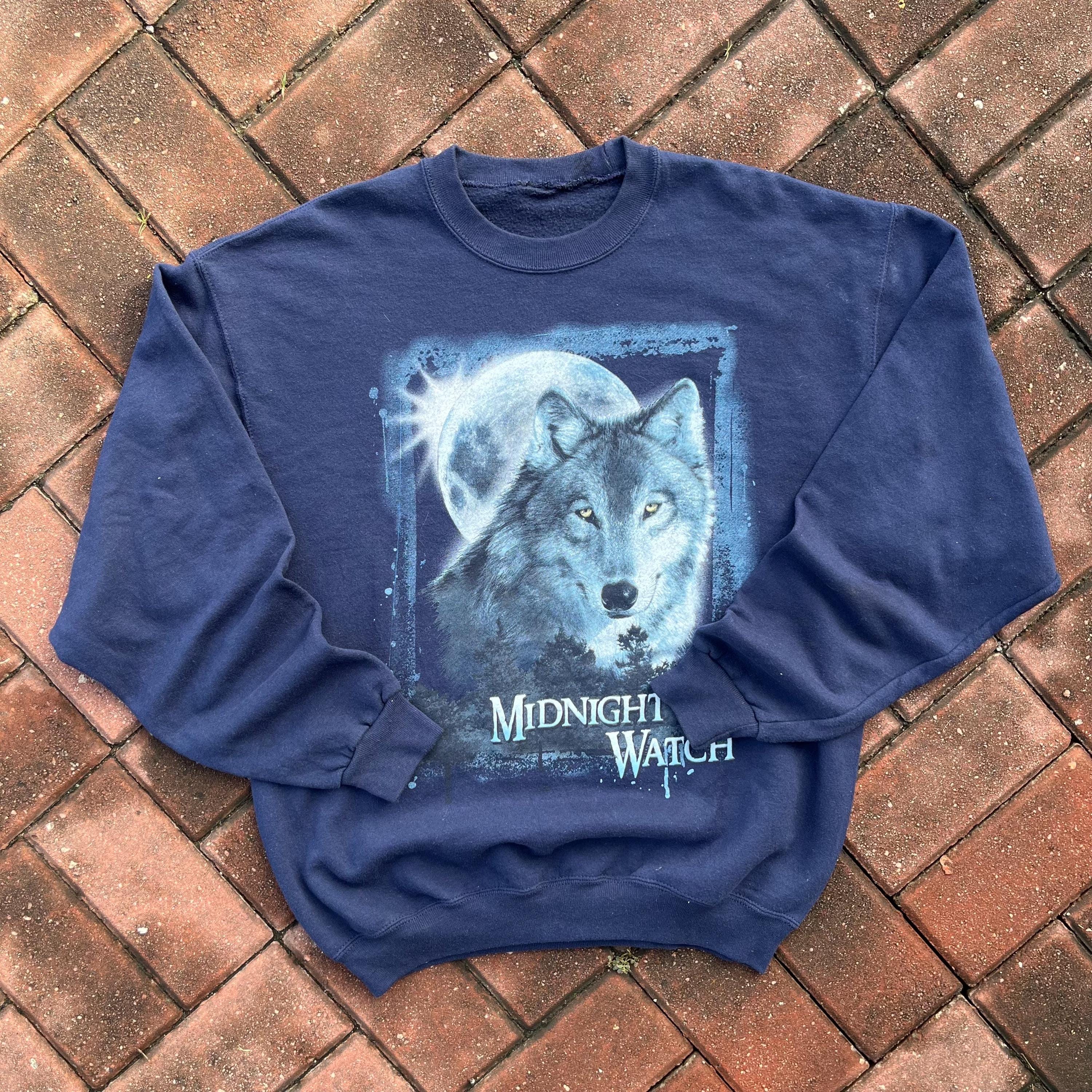 Vintage Y2K Tag Midnight Watch Wolf Big Logo Printed Sweatshirt Crewneck Pullover Sweater Wolf Midnight Watch Big Logo Size NA Colour Blue Sweatshirt – Feel-Good Design · High-Quality Print