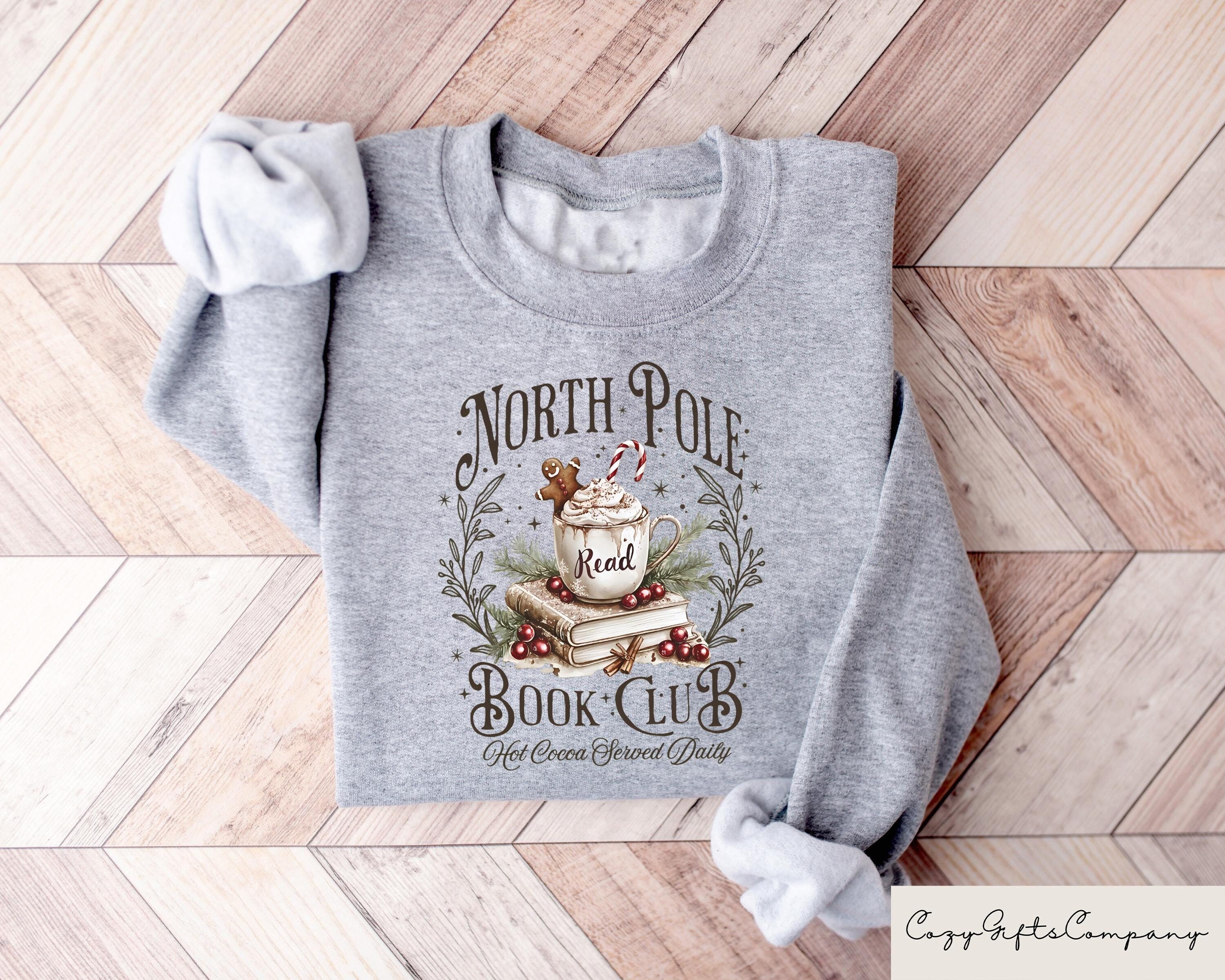 North Pole Book Club Sweatshirt Bookish Christmas Sweater Book Lover Christmas Gift Librarian Christmas Tshirt Bookworm Crewneck Sweatshirt – Everyday Comfort · Top Pick For Any Outfit
