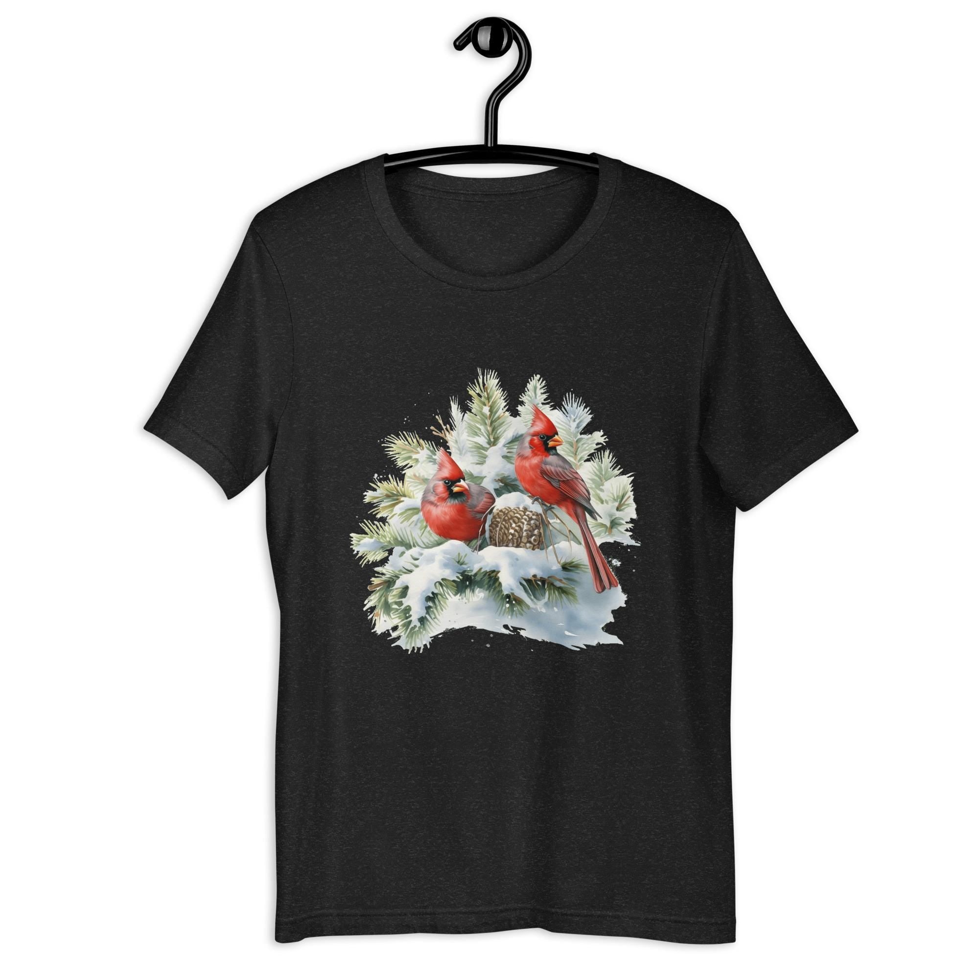 Beautiful Double Cardinal Christmas Pine Nest Unisex t shirt Graphic Tee – Soft Feel · Trending Graphic Apparel