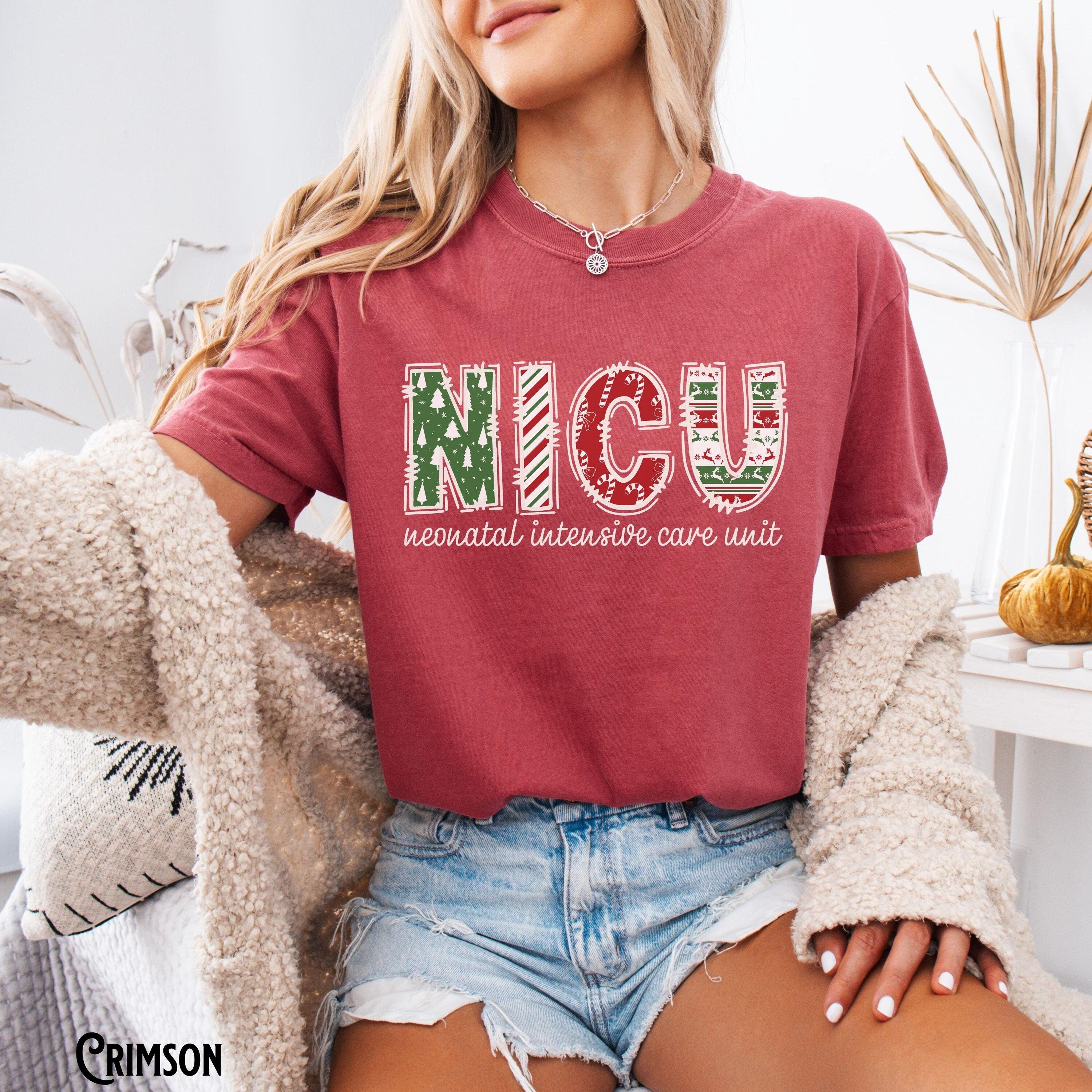 NICU Nurse Christmas Shirt Neonatal Intensive Care Unit Doctor Crew Retro Vintage Holiday Gift for NICU Nurse Graphic Tee – Cozy Vibes · Trending Graphic Apparel