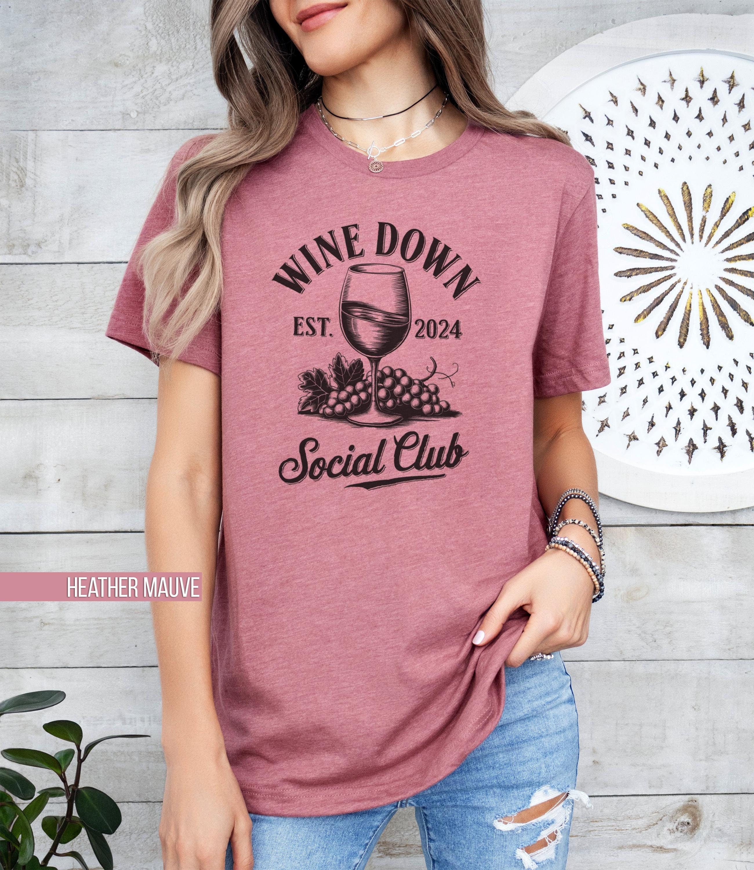 Wine Down Social Club T Shirt Vintage Style Graphic Tee Fun Winery Shirt Casual Wine Lovers T Shirt Unique Unisex Gift Idea Graphic Tee – Premium Graphic · Perfect For Daily Wear