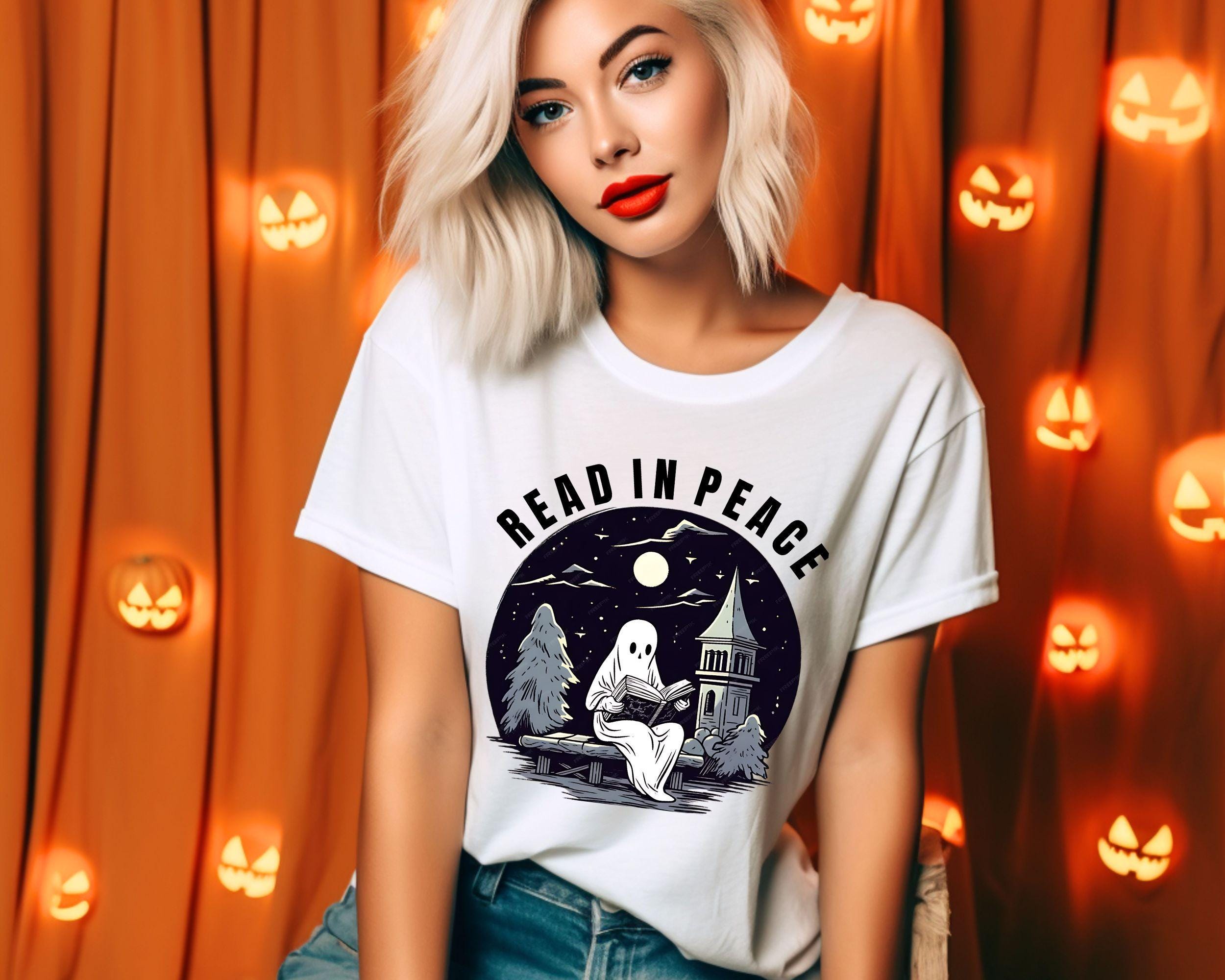 Halloween Read In Peace Sweatshirt Halloween Ghost Reading Sweatshirt Funny Halloween Shirt Book Lover Halloween GiftSpooky Season Shirt Sweatshirt – Soft Feel · High-Quality Print