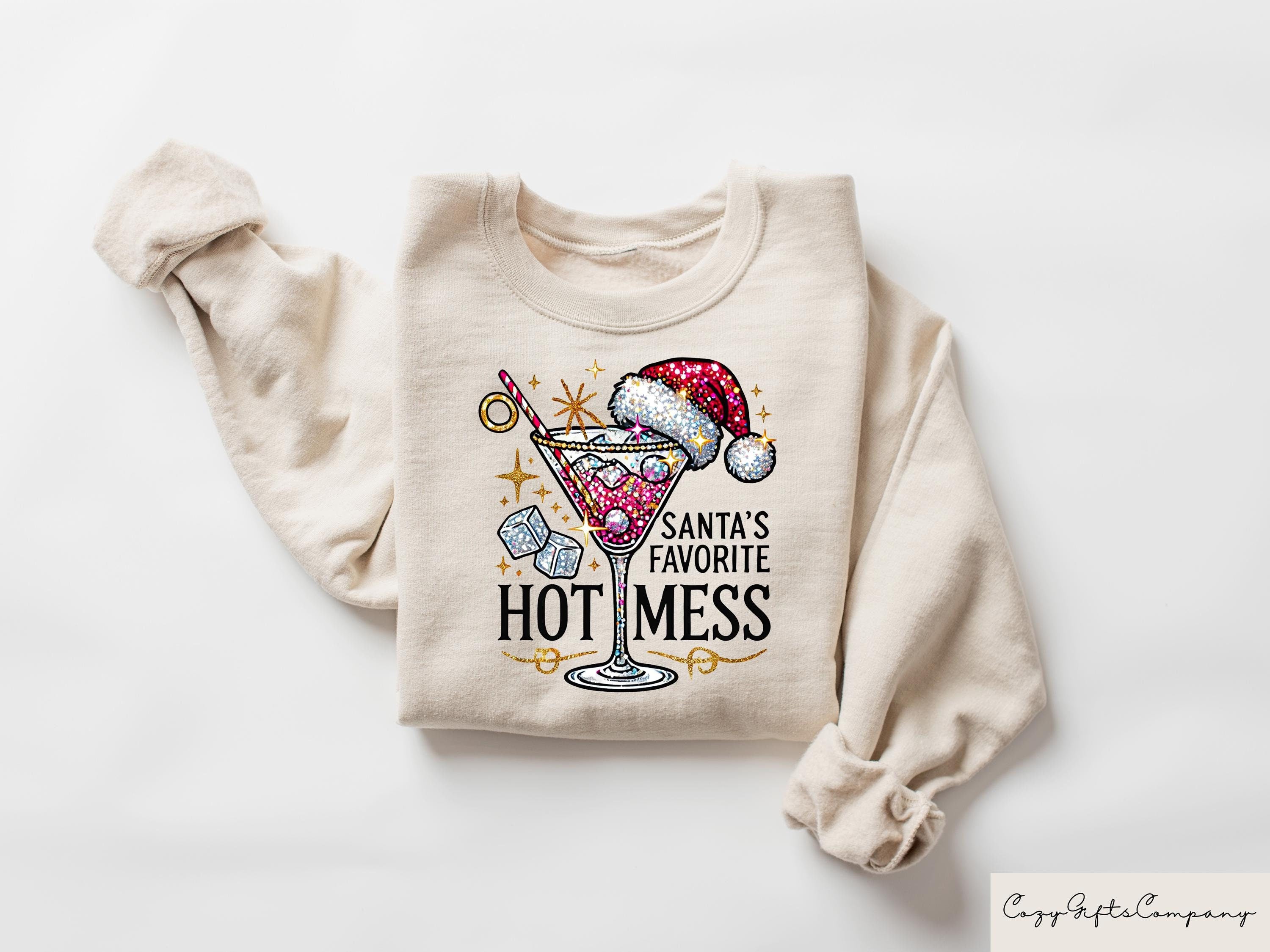 Santa39s Hot Mess Sweater Christmas Martini Hoodie Christmas Drink Sweatshirt Christmas Party Shirts Christmas Clothing For Womens Hoodie – Cozy Vibes · Must-Have Style