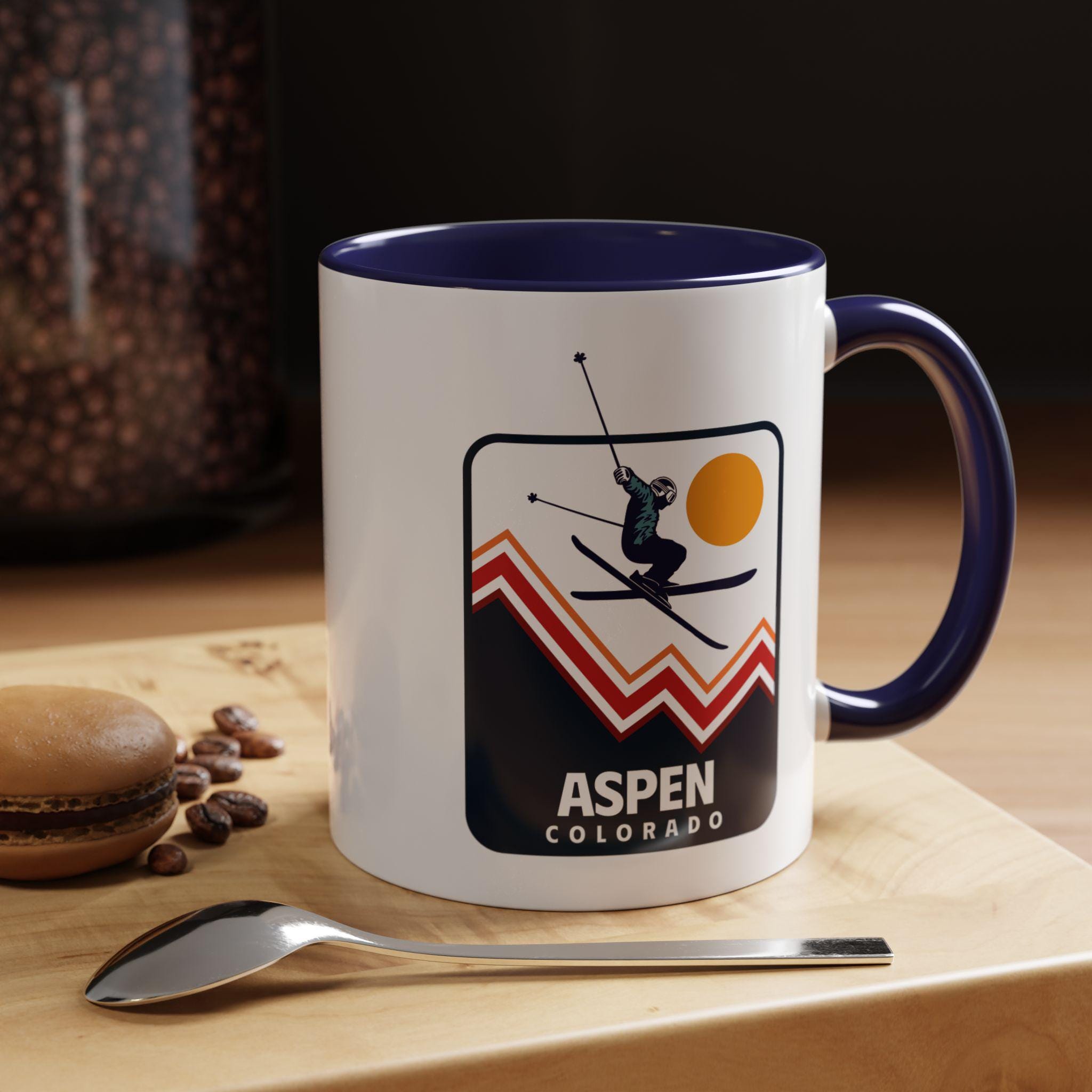 Aspen Colorado Retro Snow Skiing Mountain 11 oz Mug Ski Lodge Decor Coffee Cup Mountain Lover Gift Retro Skiing Mug Graphic Tee – Cozy Vibes · Great Gift For Fans
