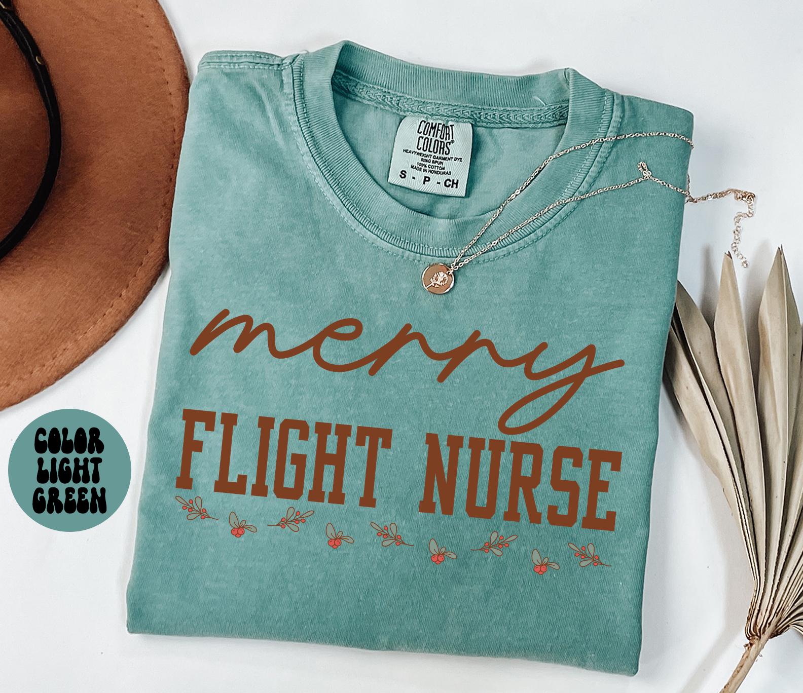 Flight Nurse Christmas Shirt Christmas Gifts Comfort Colors Funny Tshirt Crewneck Tee Women Graphic Tee – Everyday Comfort · Perfect For Daily Wear