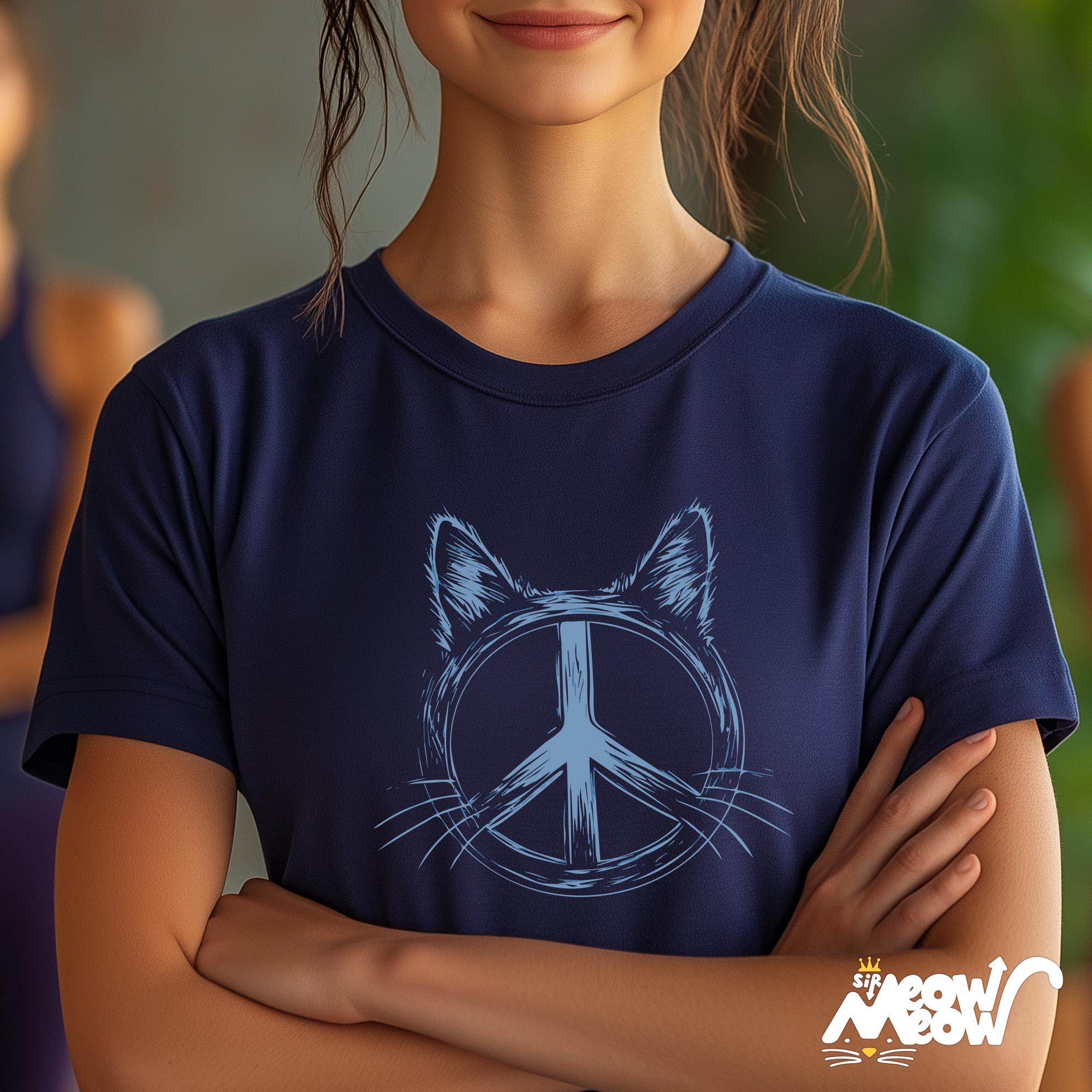 Cat Peace Symbol T Shirt Minimalist Peace Sign Cat Unisex Shirt Retro Hippie Cat Lover Gift Graphic Tee – Warm & Stylish · Perfect For Daily Wear