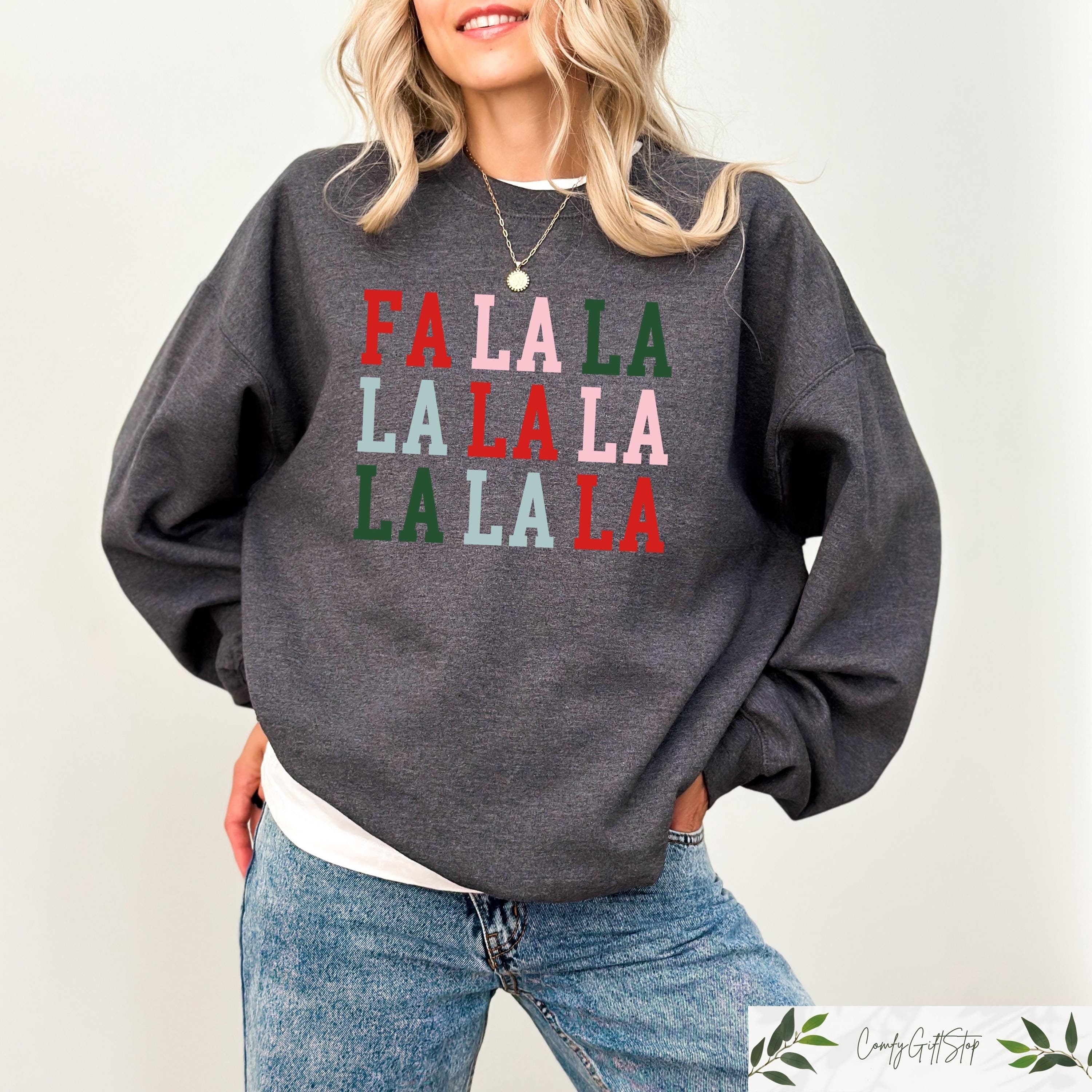 Retro Christmas Sweatshirt Fa La La La Christmas Crewneck Christmas Sweatshirts For Women Christmas Gifts Xmas Holiday Sweater Sweatshirt – Everyday Comfort · Great Gift For Fans