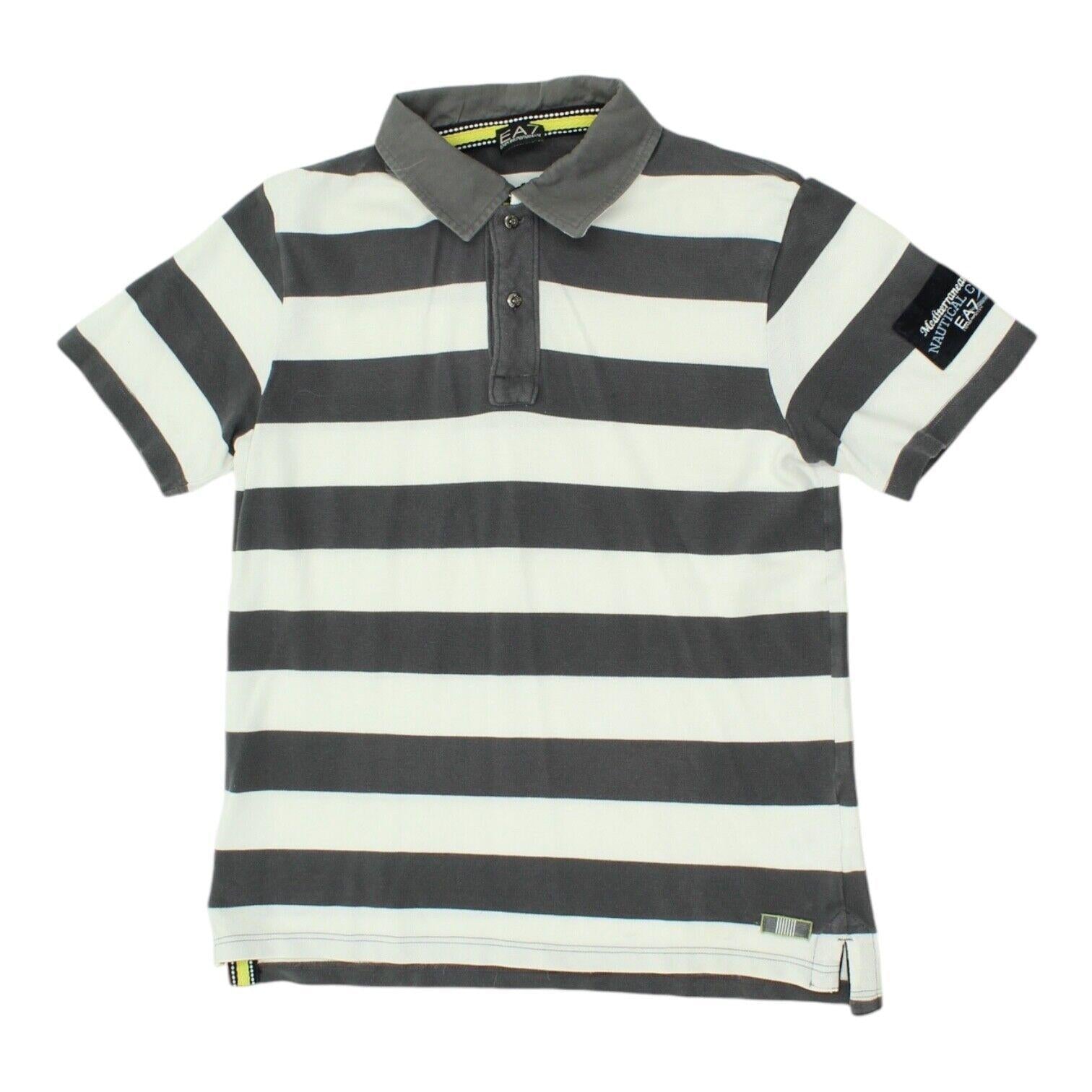 EA7 Emporio Armani Mens Grey Striped Polo Shirt Vintage High End Designer VTG Graphic Tee – Soft Feel · Must-Have Style