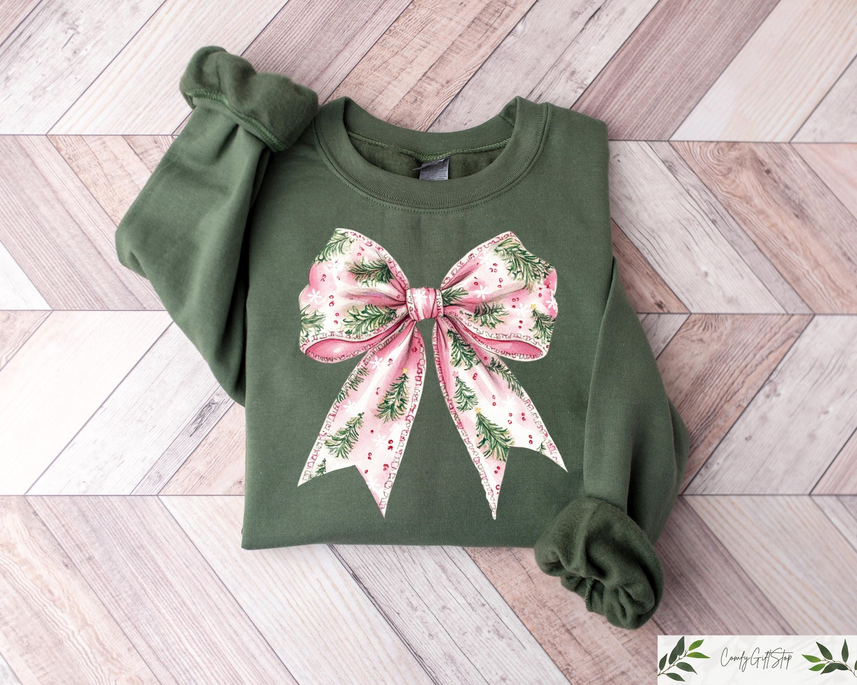 Cute Christmas Bow Shirt Christmas Tree Coquette Sweatshirt Retro Christmas Tshirt Xmas Holiday Coquette T shirt Matching Xmas Shirt Sweatshirt – Aesthetic Look · Must-Have Style