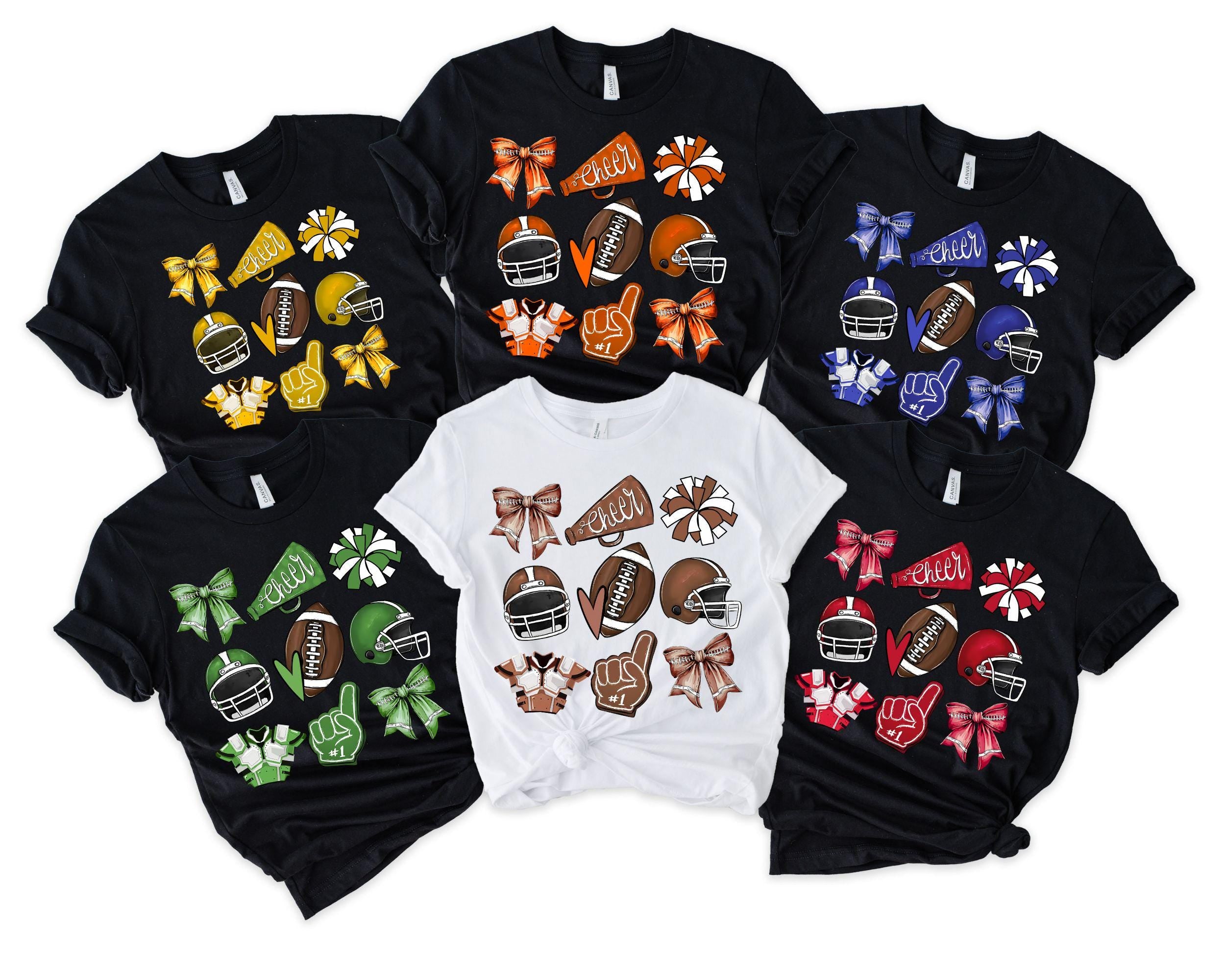 Custom Football Bow School Spirit Tee Football Mom Football Grandparent Cheer Mom Tee Cheerleader Gift Coquette bow MascotFootball Bow Graphic Tee – Everyday Comfort · Top Pick For Any Outfit