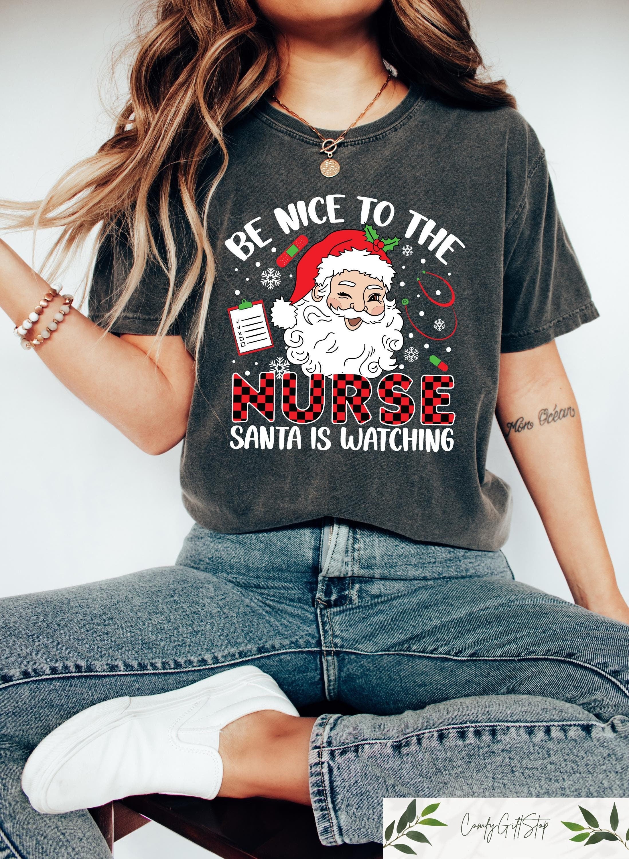 Nurse Christmas Shirt Christmas Nurse Sweatshirt Retro Santa Nurse Tshirt Icu Peds Nurse Pediatric Nurse Christmas Gifts Nurse Sweater Sweatshirt – Soft Feel · Perfect For Daily Wear