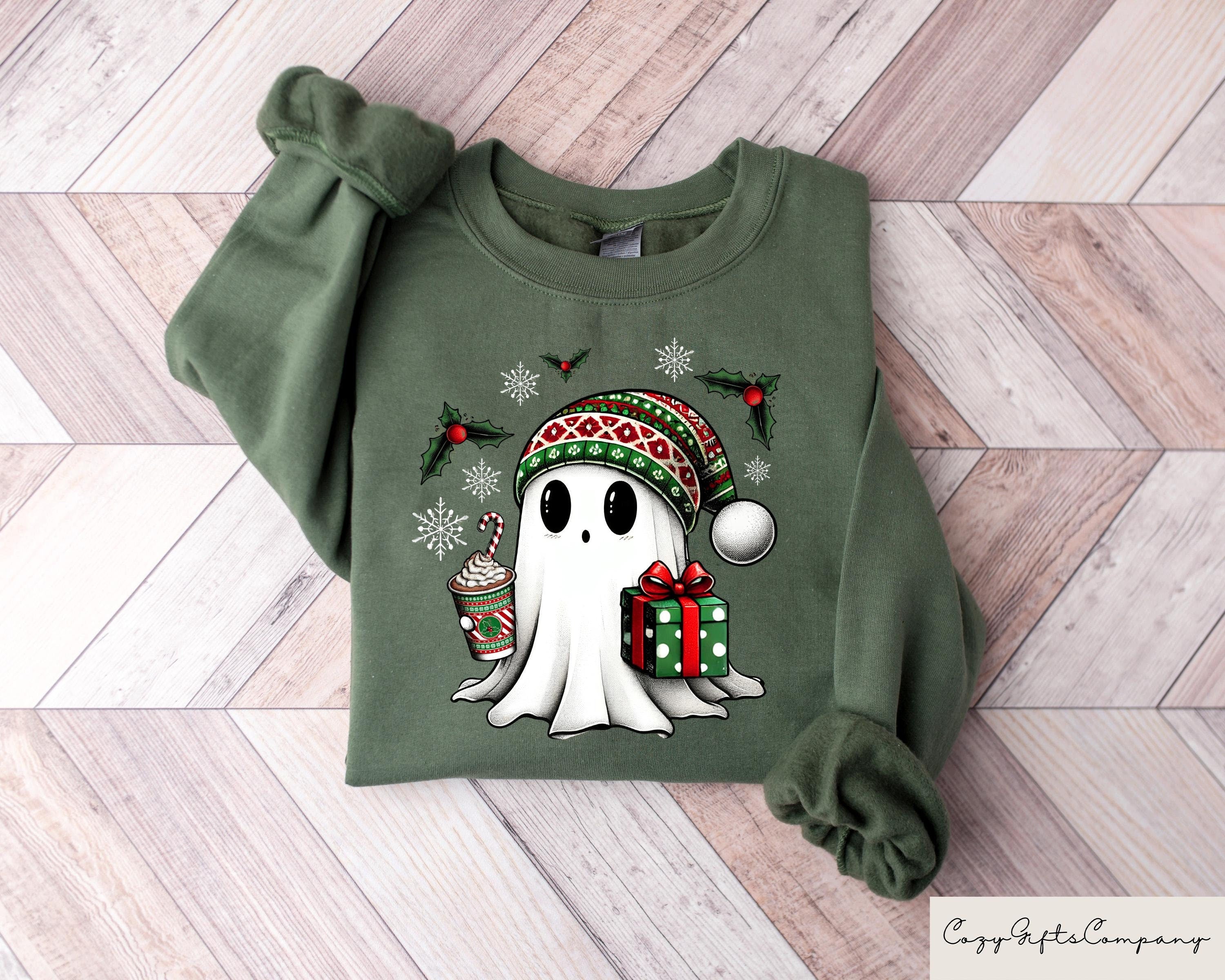 Christmas Ghost Santa Sweatshirt Christmas Ghost Gift Christmas Matching Shirts Xmas Holiday Gift Spooky Christmas Crewneck Sweatshirt – Cozy Vibes · Top Pick For Any Outfit
