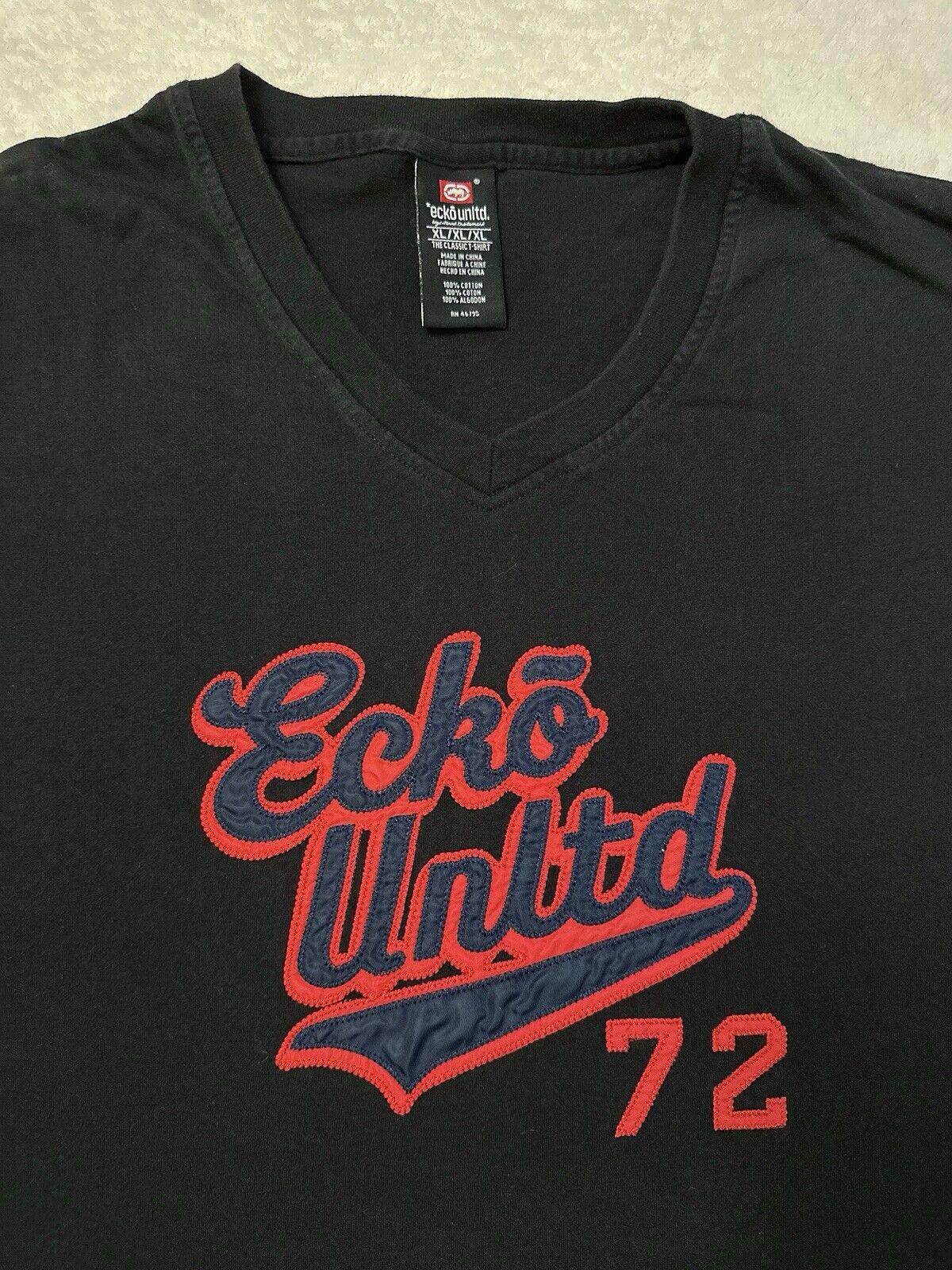 Vintage 2000s Y2K Ecko Unltd 72 Embroidered Patch Streetwear V Neck T Shirt XL Graphic Tee – Feel-Good Design · Must-Have Style