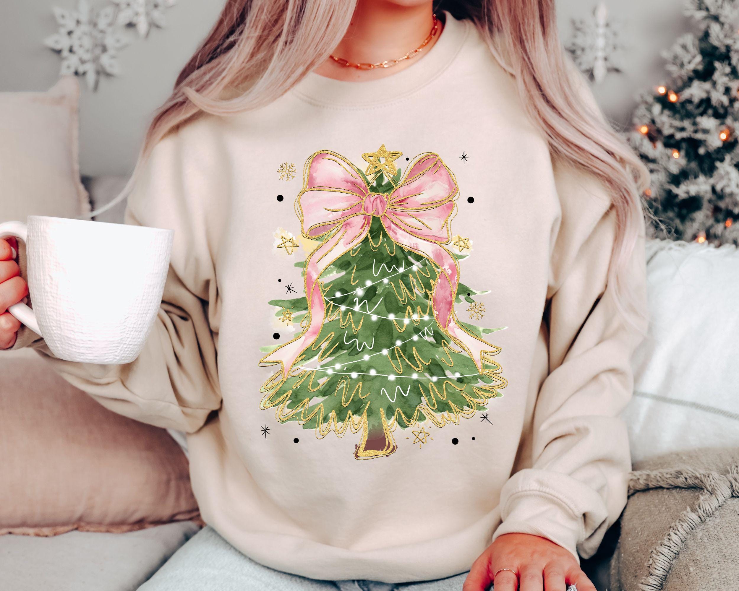 Christmas Tree Bow Shirt Christmas Sweatshirt for Women Christmas Tree Tshirt Christmas Coquette Christmas Shirt Christmas Grandma Gift Sweatshirt – Everyday Comfort · Great Gift For Fans
