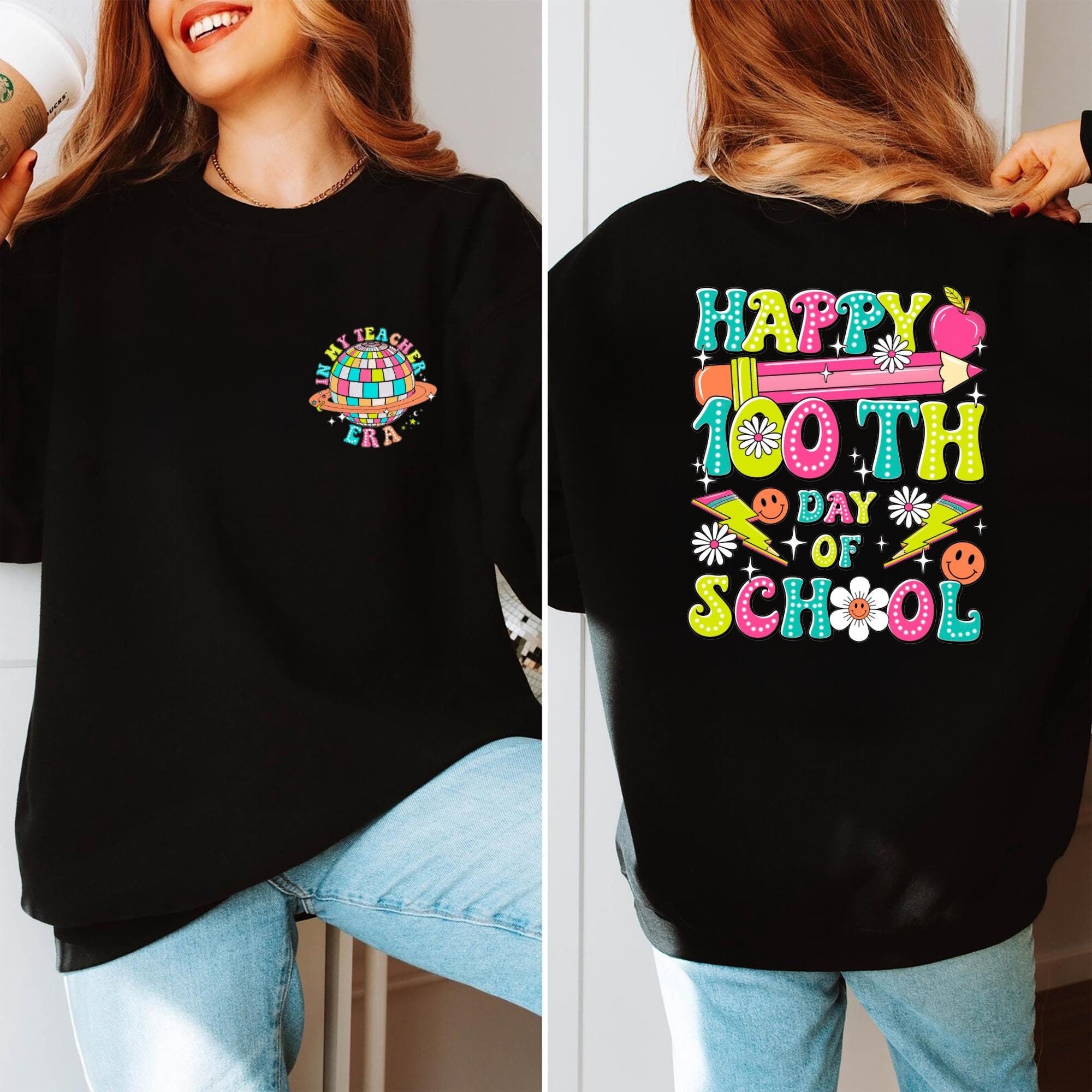 Happy 100 Days of School Era Sweatshirt Teacher Shirt 100th Day Of School Celebration Gift Back To School Shirt Sweatshirt – Everyday Comfort · Trending Graphic Apparel