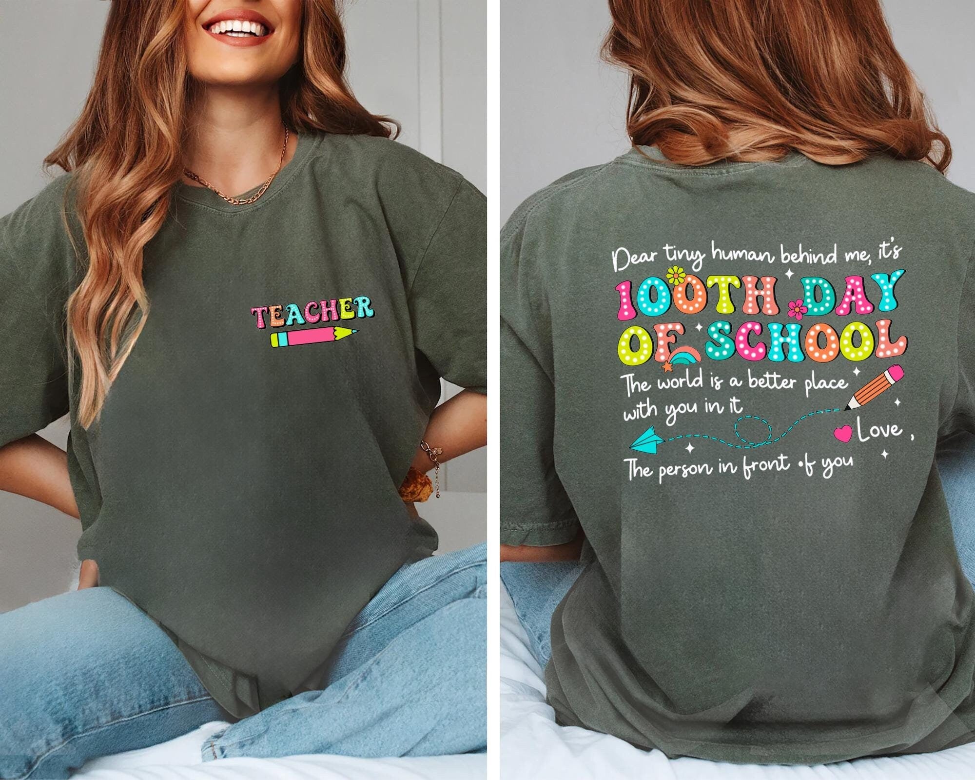 Dear Tiny Human Behind Me Shirt 100 Days of School Teacher Shirt Teacher Graduation Shirt Gift For Teacher Teacher Tee Graphic Tee – Fan Favorite · Great Gift For Fans