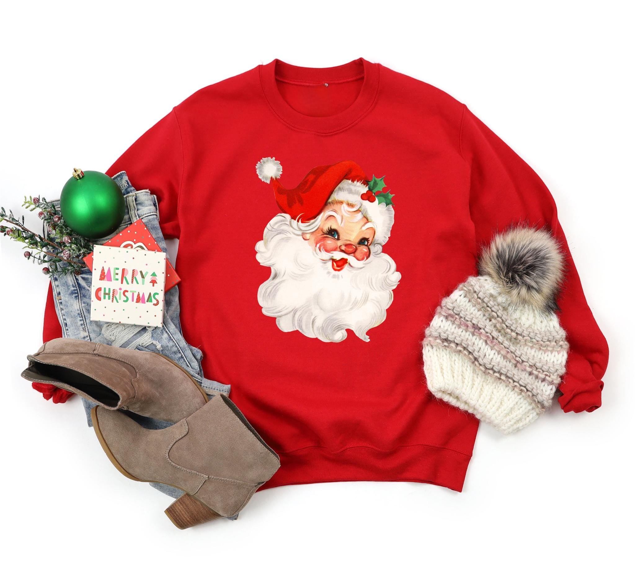 Retro Santa Sweatshirt Vintage Santa Sweatshirt Retro Christmas Santa Holiday Clothing Women Trendy Shirt Trendy Sweatshirt Cute shirt Sweatshirt – Bold Style · Trending Graphic Apparel