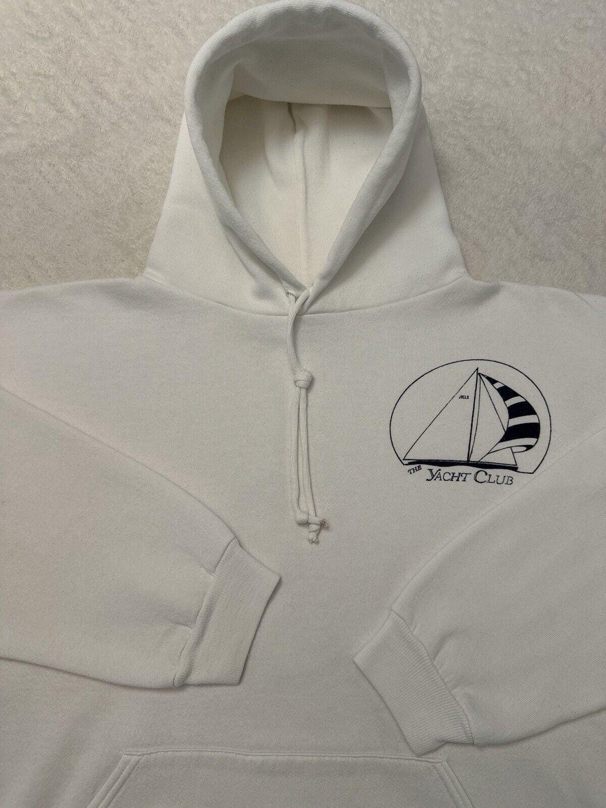 Vintage 1980s 80s The Yacht Club Sailing SailBoat Russell Athletic Hoodie L Hoodie – Aesthetic Look · Trending Graphic Apparel