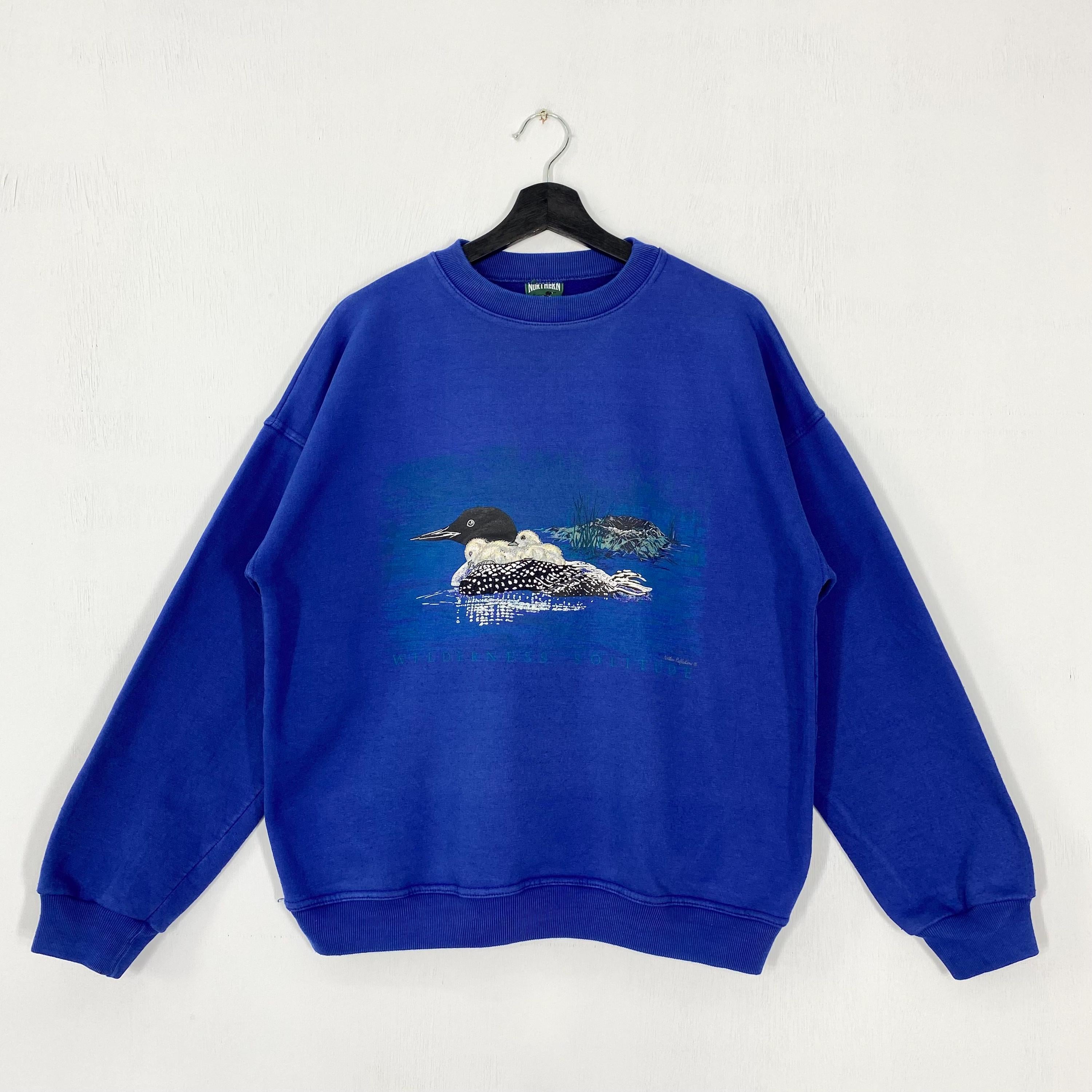 Vintage 90s Outdoor Outfitters Sweatshirt Ducks Crewneck Ducks Sweater Pullover National Wildlife Duck Habitat Print Logo Blue Medium Sweatshirt – Feel-Good Design · Perfect For Daily Wear